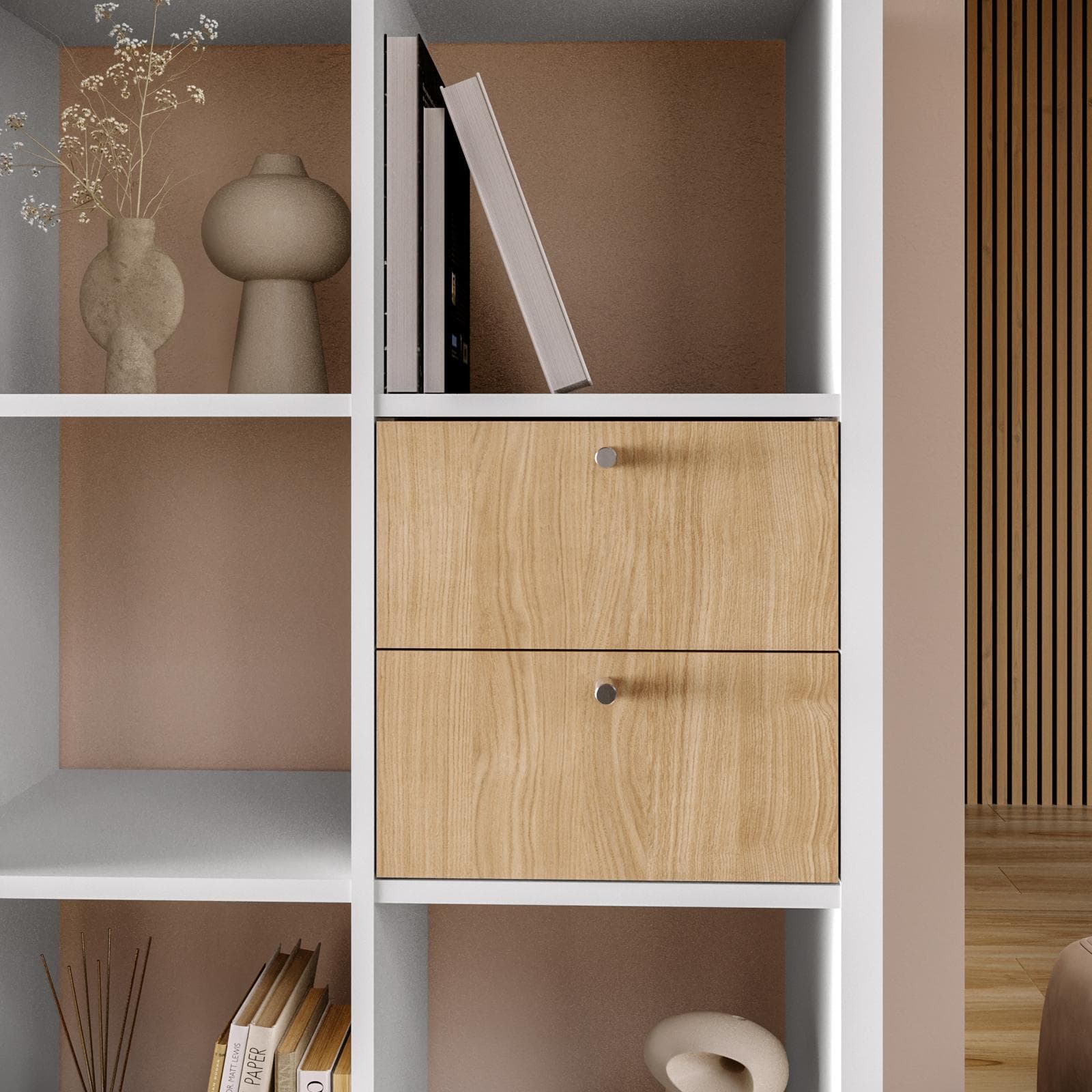 Set 2 cassetti effetto rovere per libreria modulare - Tactik