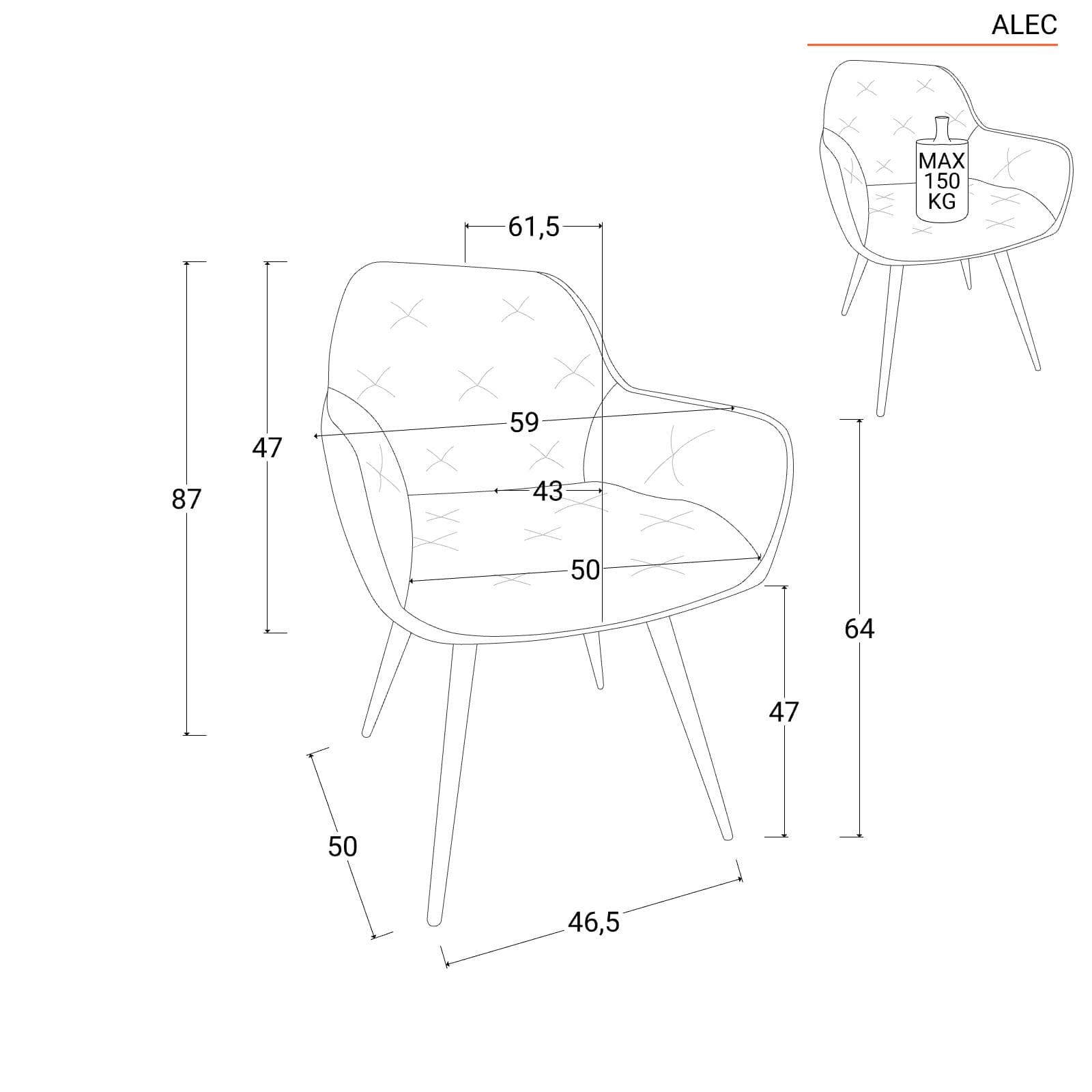 Set 2 poltrone imbottite in velluto tortora chiaro - Alec