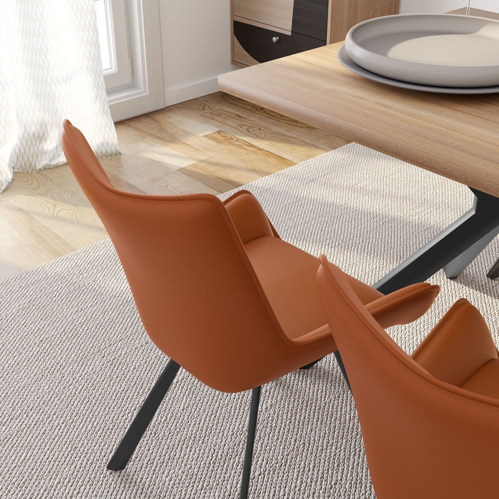 Set 2 poltroncine in similpelle terracotta - Rhea