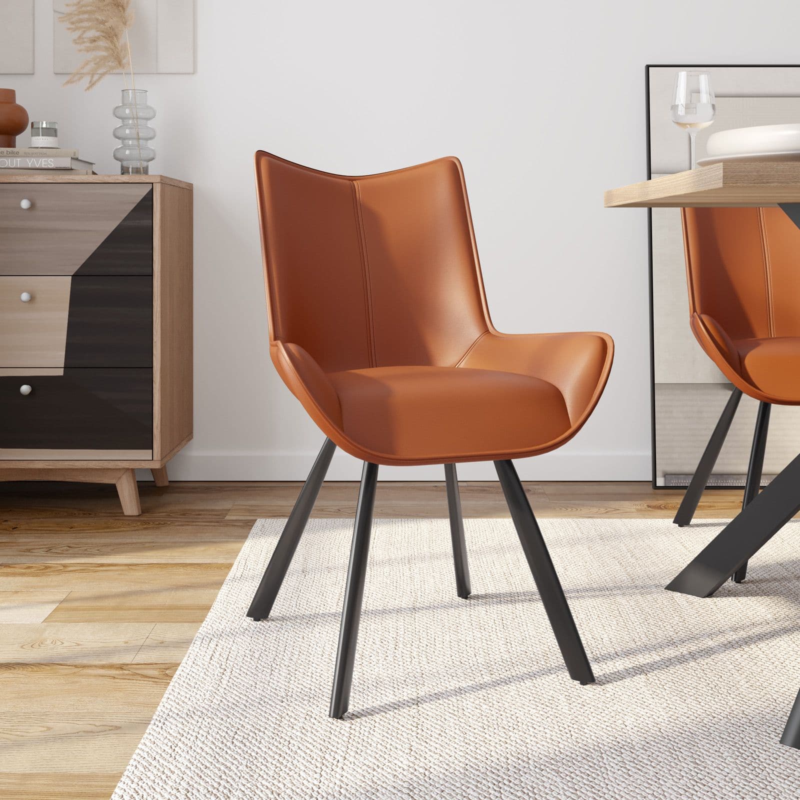 Set 2 poltroncine in similpelle terracotta - Rhea