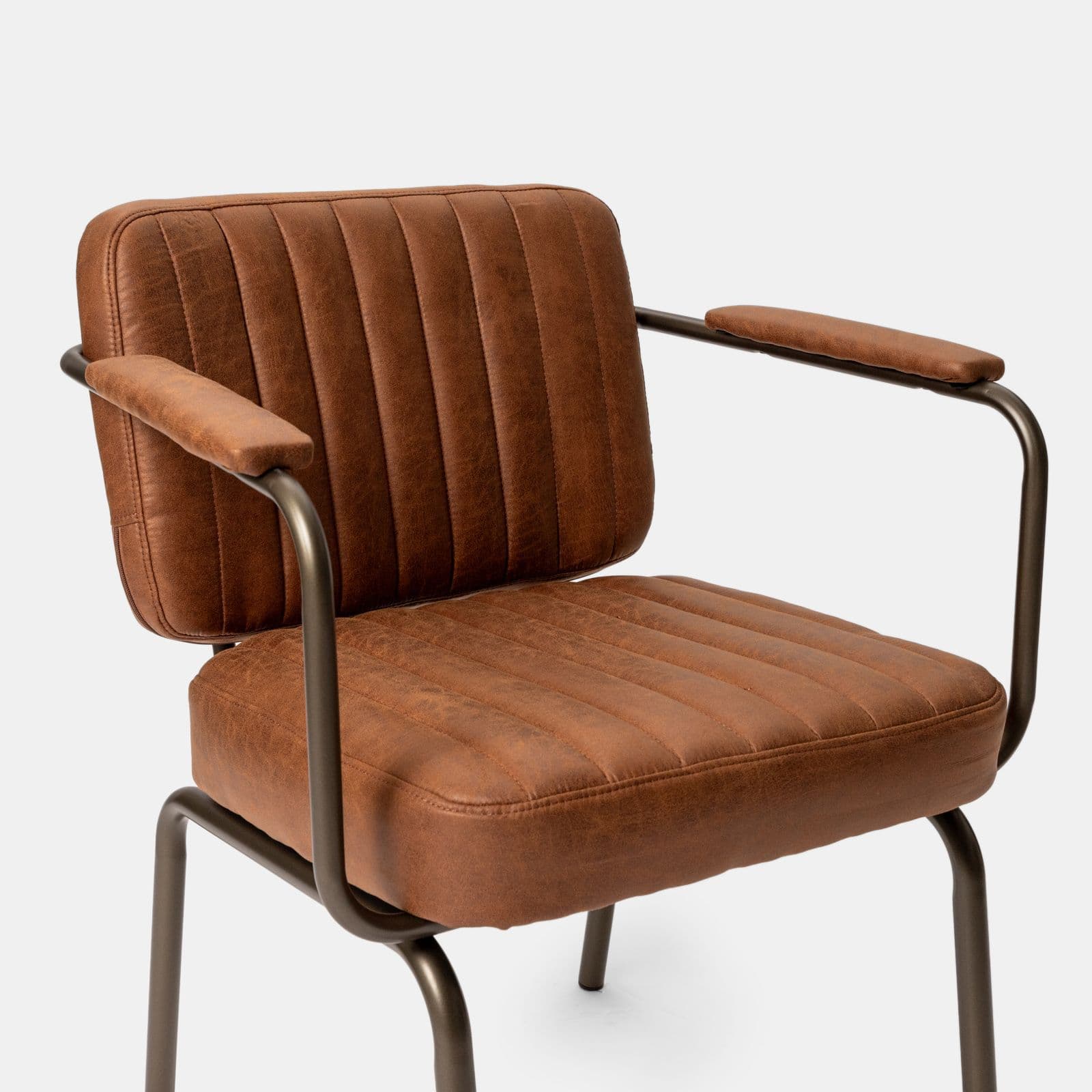 Set 2 poltrone da ufficio in tessuto scamosciato cognac con gambe in bronzo satinato - Sovella