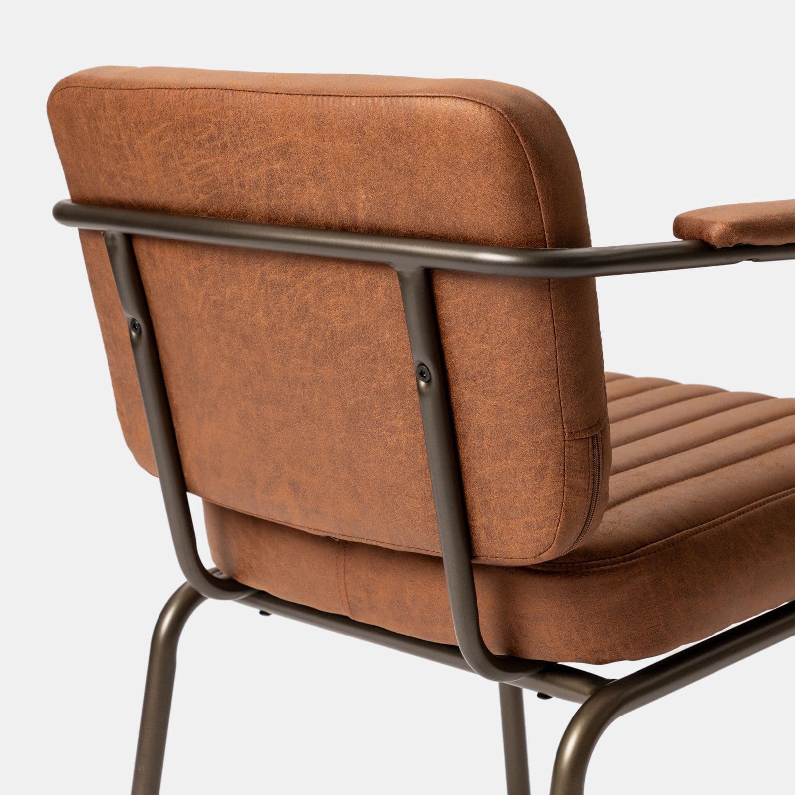 Set 2 poltrone da ufficio in tessuto scamosciato cognac con gambe in bronzo satinato - Sovella