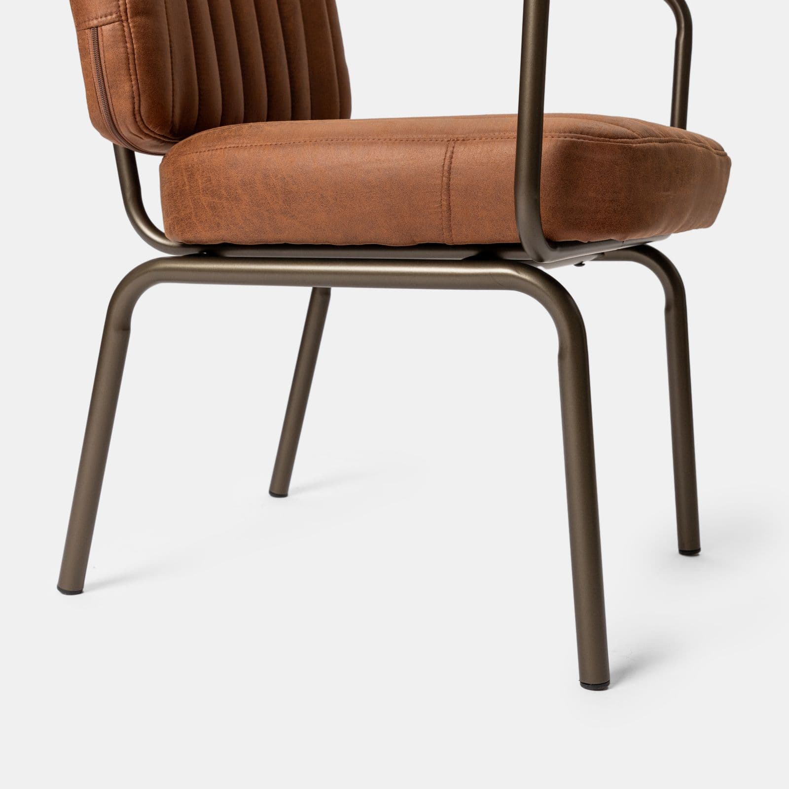 Set 2 poltrone da ufficio in tessuto scamosciato cognac con gambe in bronzo satinato - Sovella