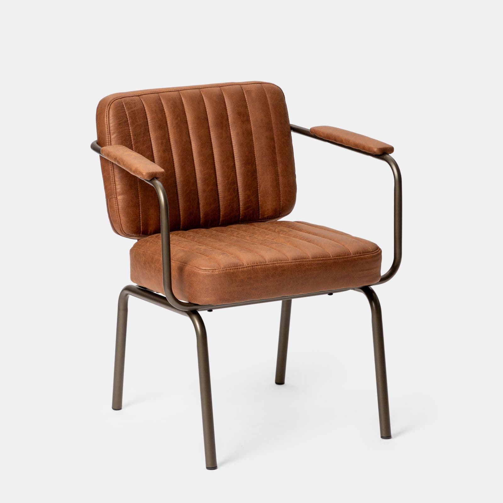 Set 2 poltrone da ufficio in tessuto scamosciato cognac con gambe in bronzo satinato - Sovella
