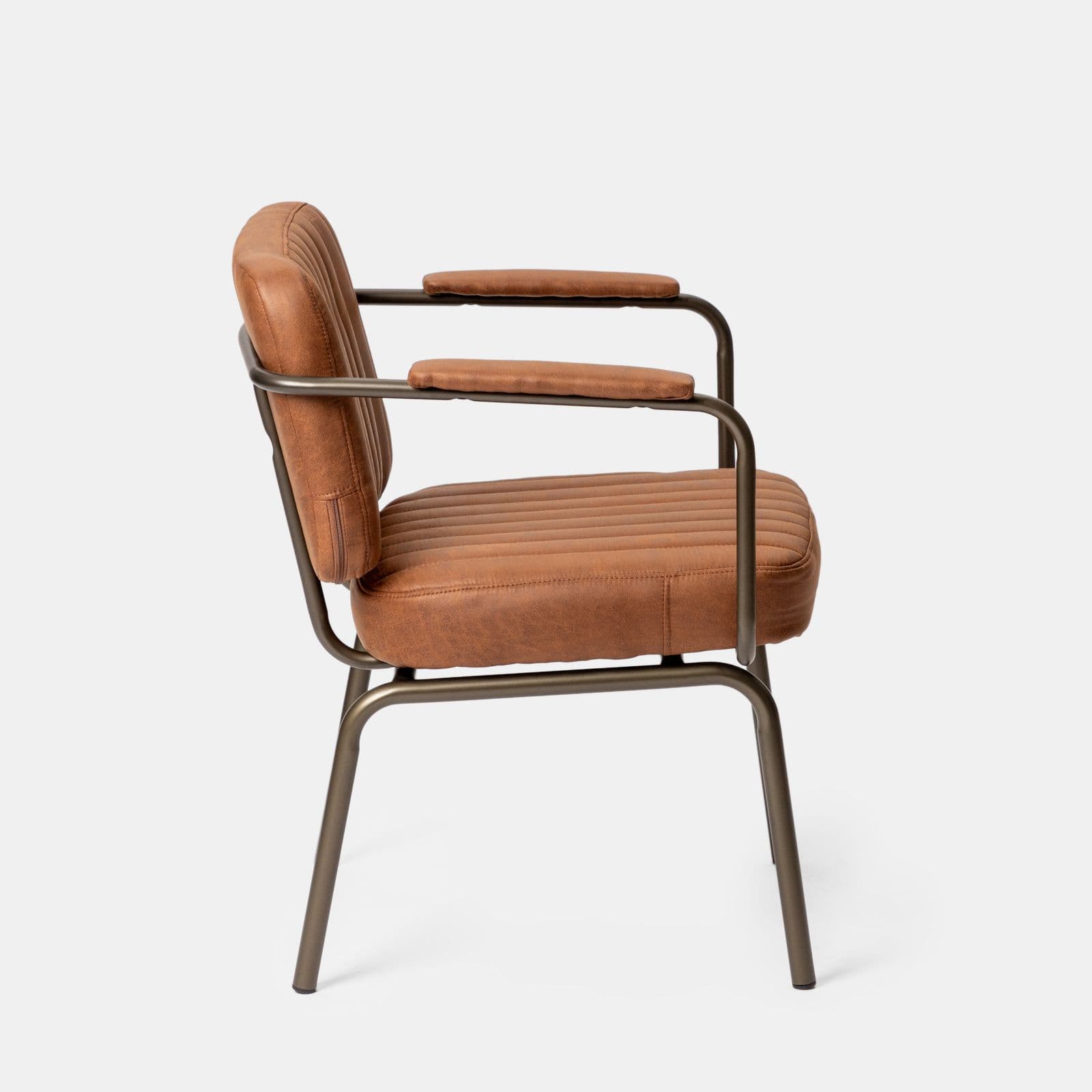 Set 2 poltrone da ufficio in tessuto scamosciato cognac con gambe in bronzo satinato - Sovella