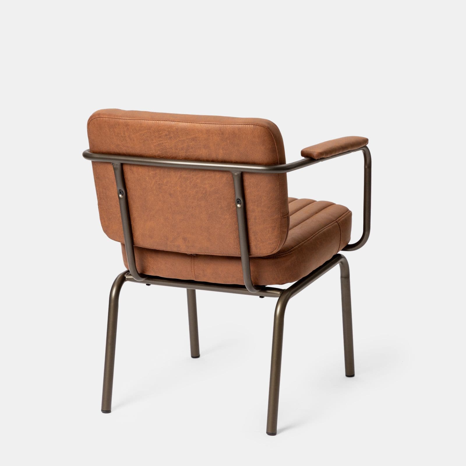 Set 2 poltrone da ufficio in tessuto scamosciato cognac con gambe in bronzo satinato - Sovella