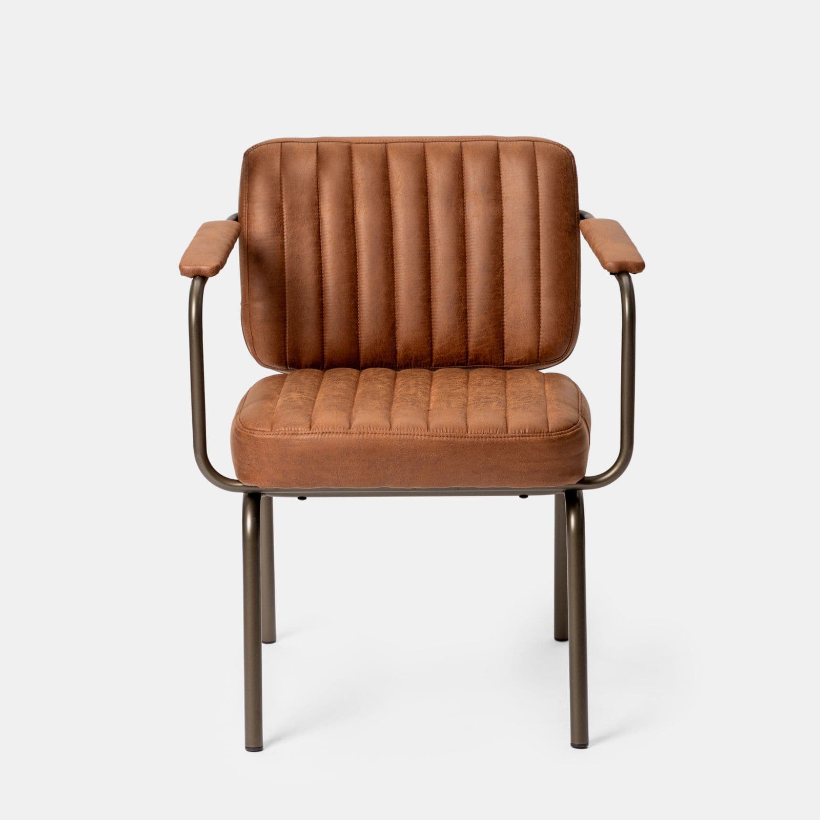Set 2 poltrone da ufficio in tessuto scamosciato cognac con gambe in bronzo satinato - Sovella