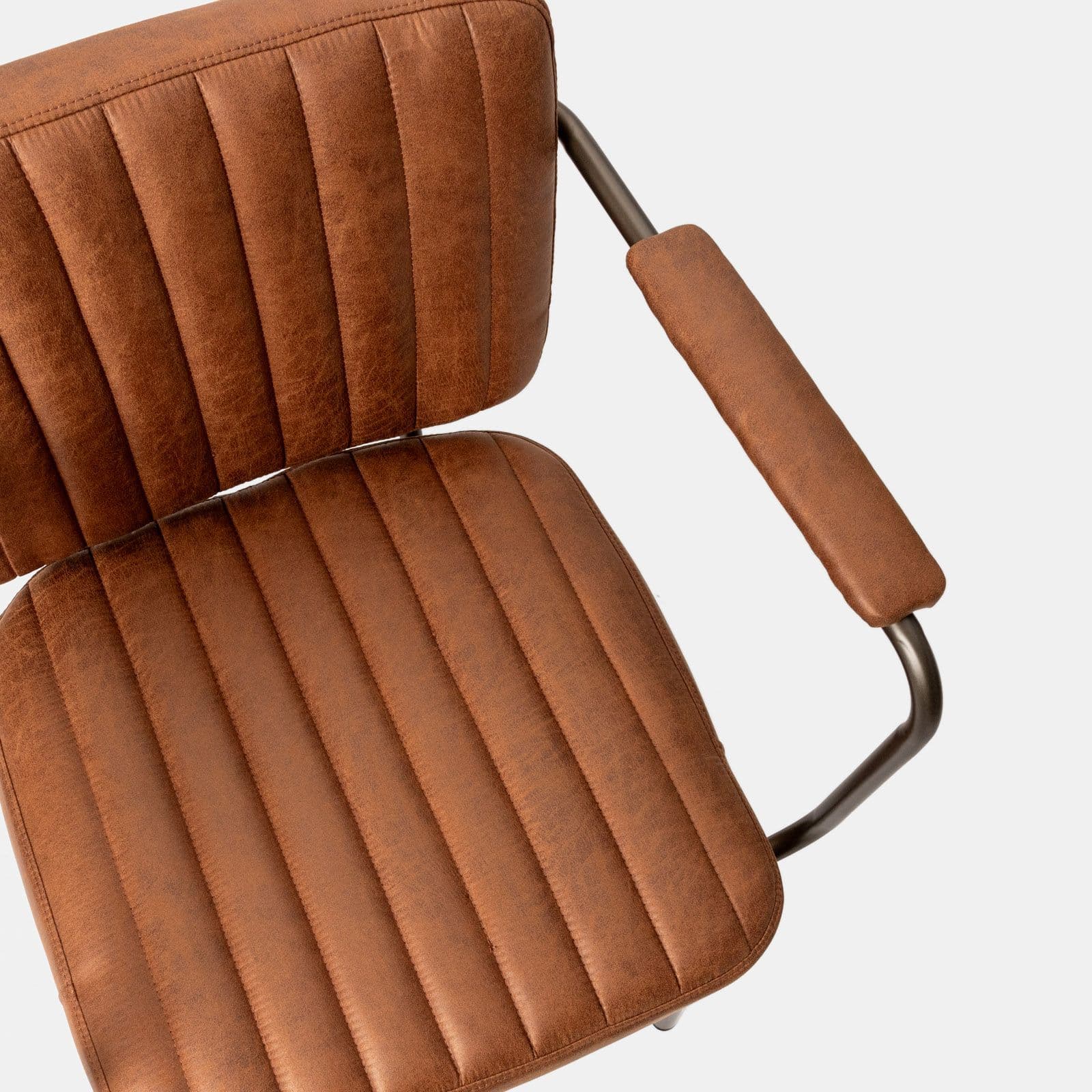Set 2 poltrone da ufficio in tessuto scamosciato cognac con gambe in bronzo satinato - Sovella