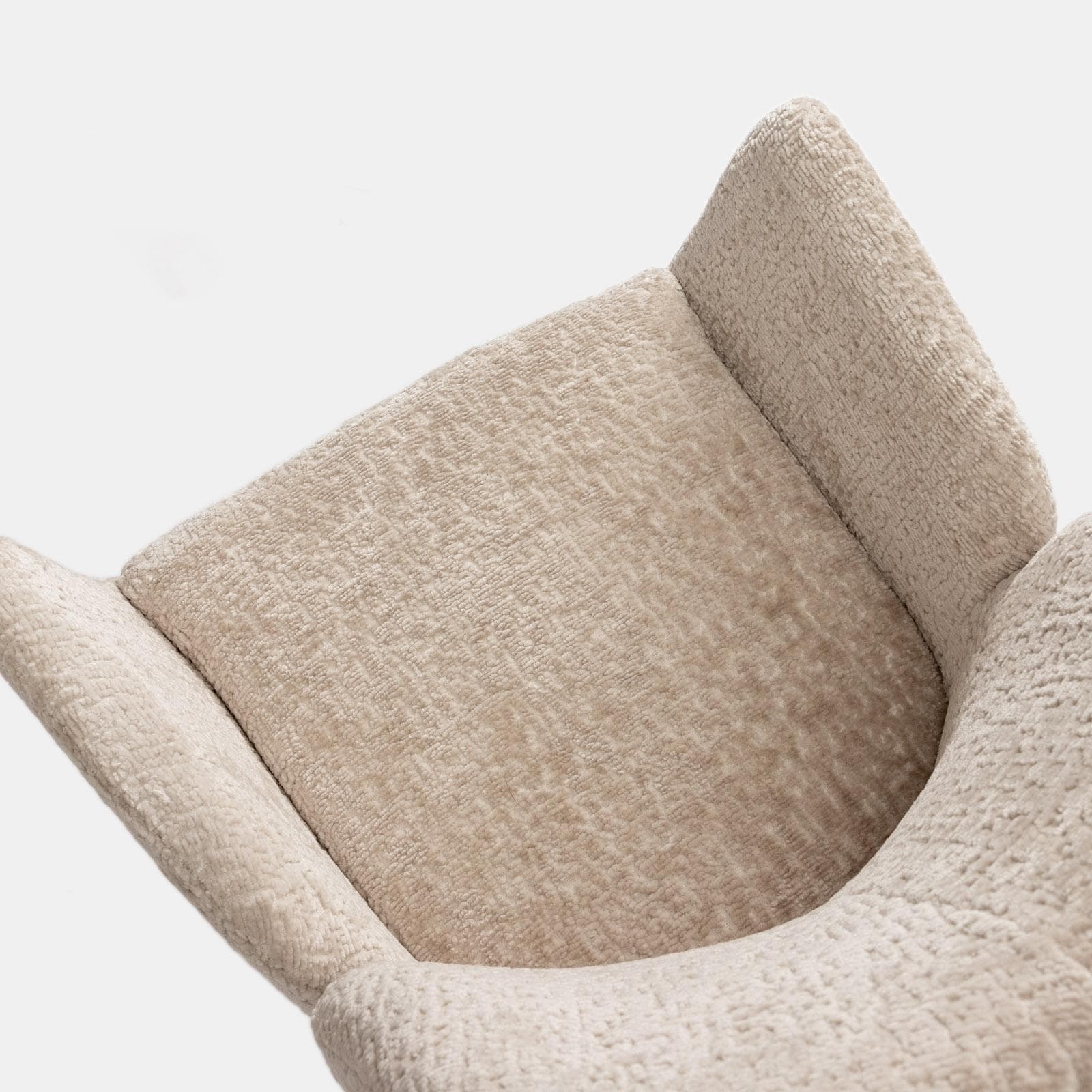 Set 2 poltrone girevoli in ciniglia beige con gambe in metallo nero - Sherah