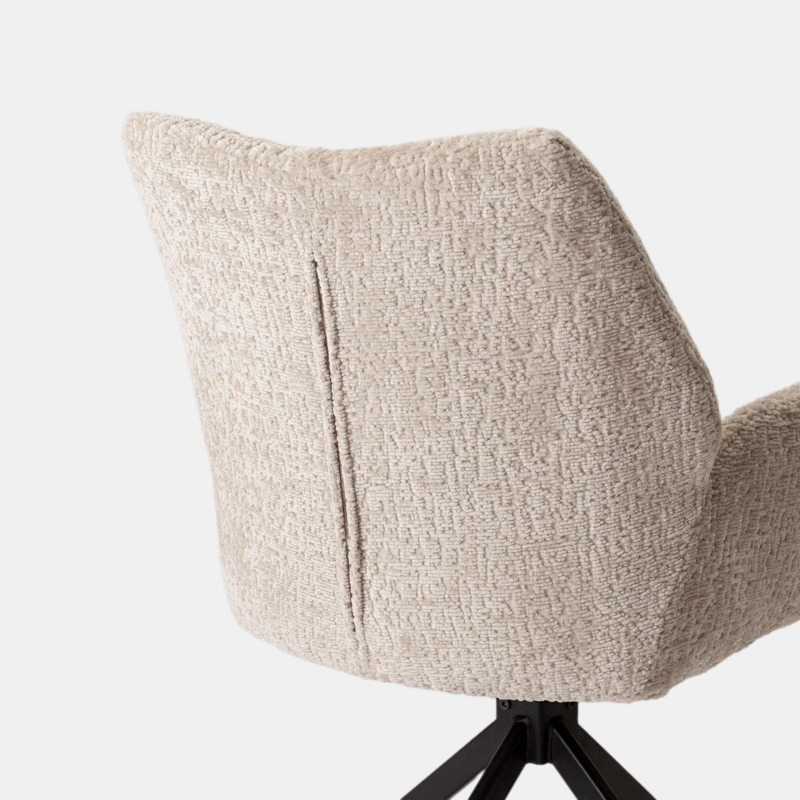 Set 2 poltrone girevoli in ciniglia beige con gambe in metallo nero - Sherah