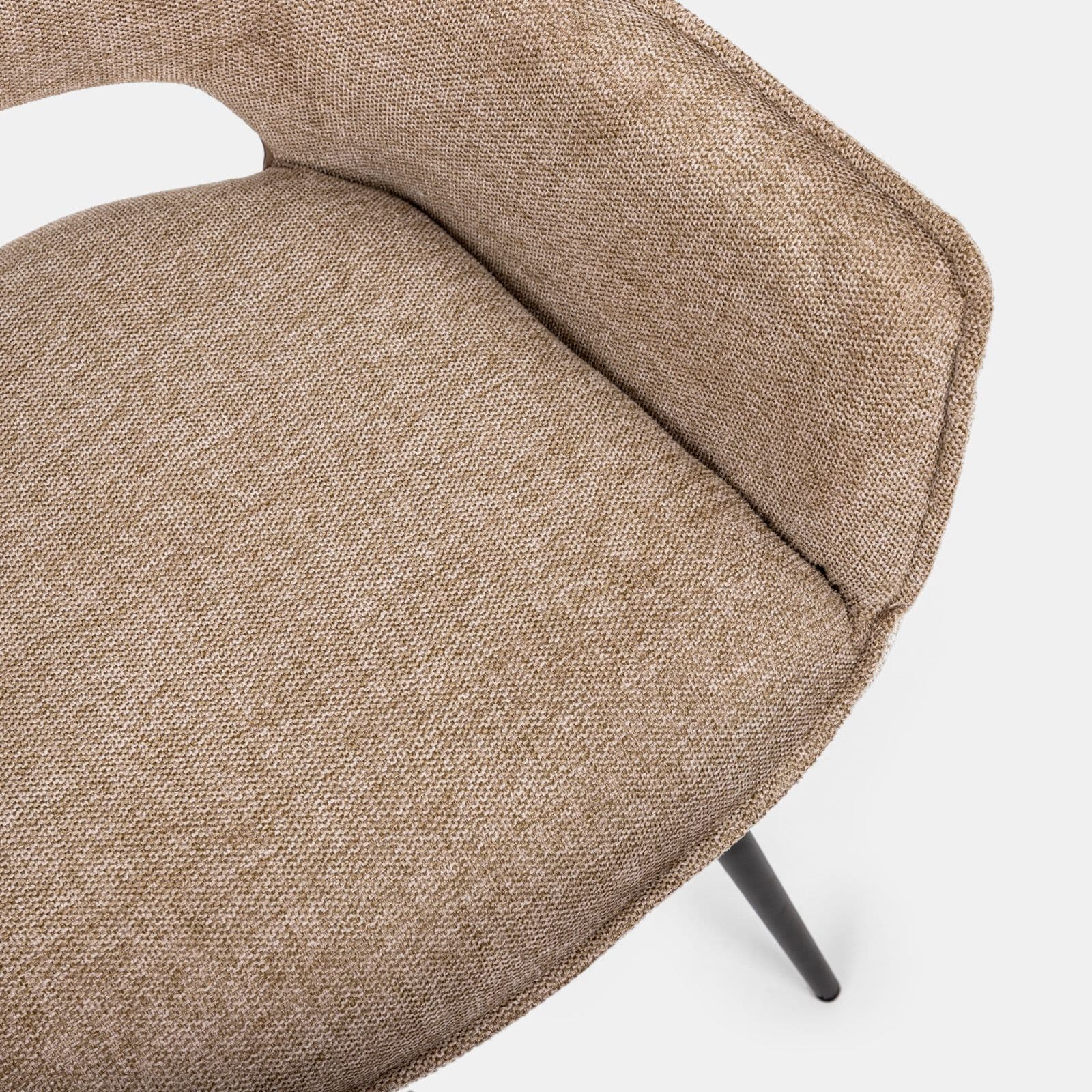 Set 2 poltrone in tessuto beige e tortora con gambe nere - Talia