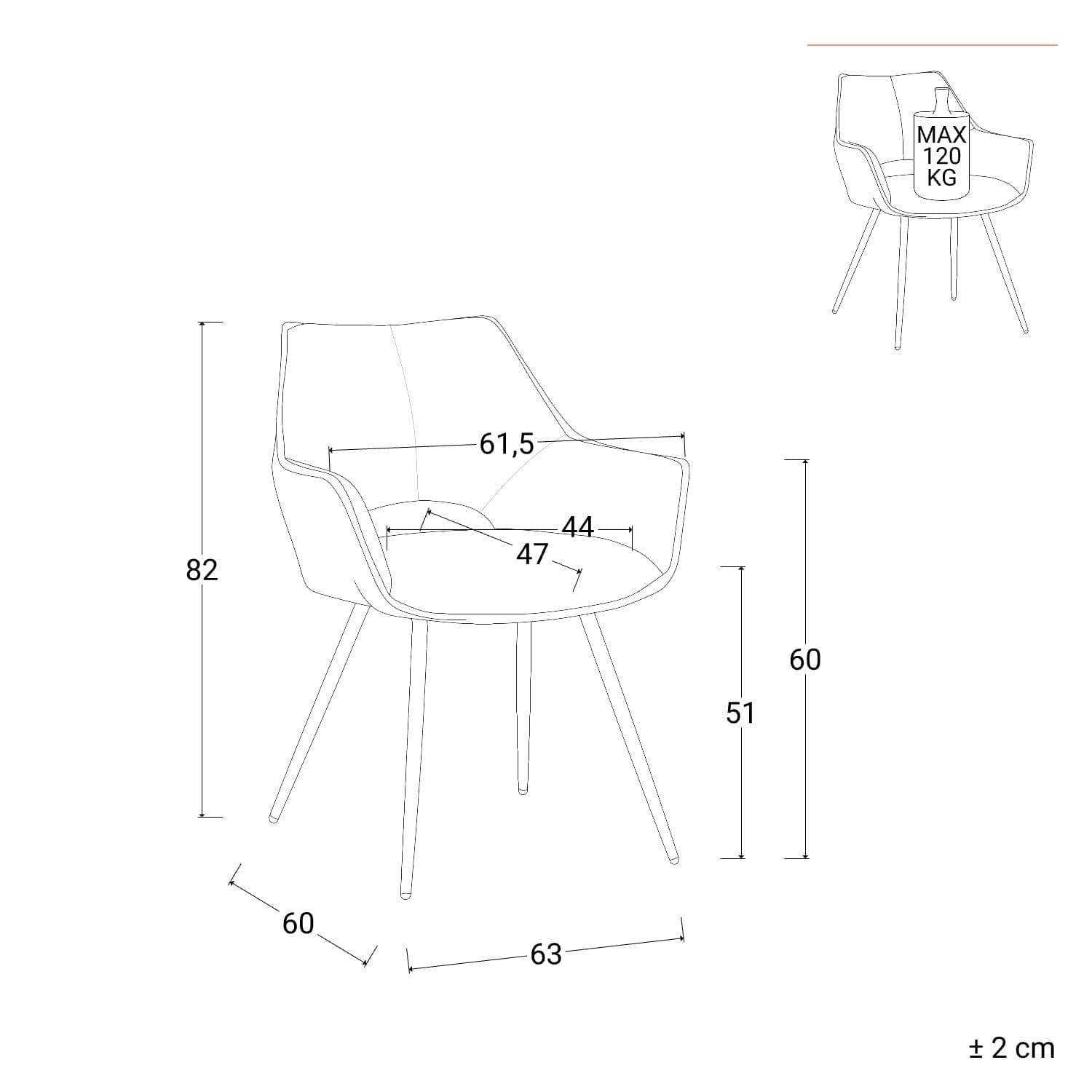 Set 2 poltrone in tessuto beige e tortora con gambe nere - Talia