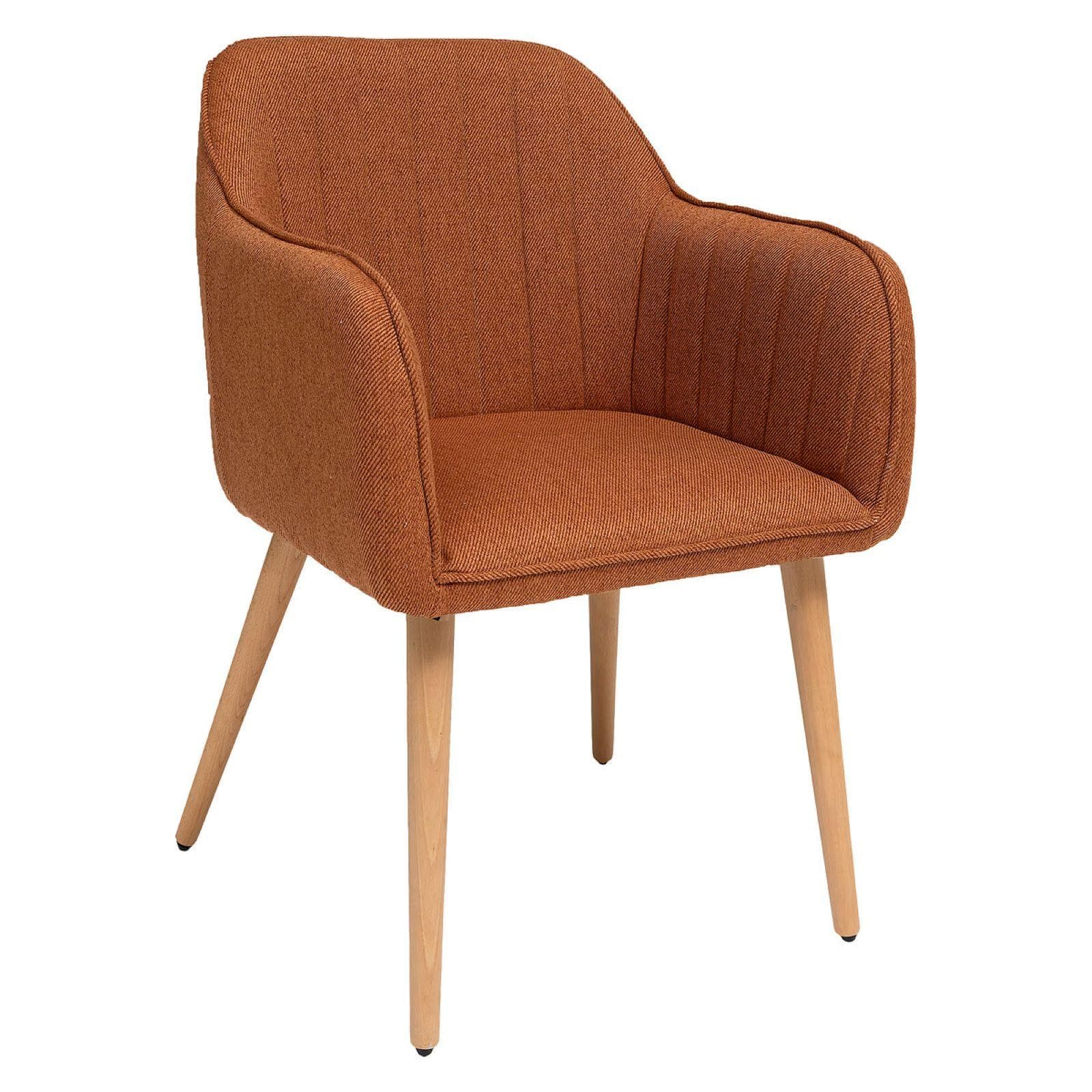 Set 2 poltrone in tessuto terracotta con gambe in legno naturale - Viki