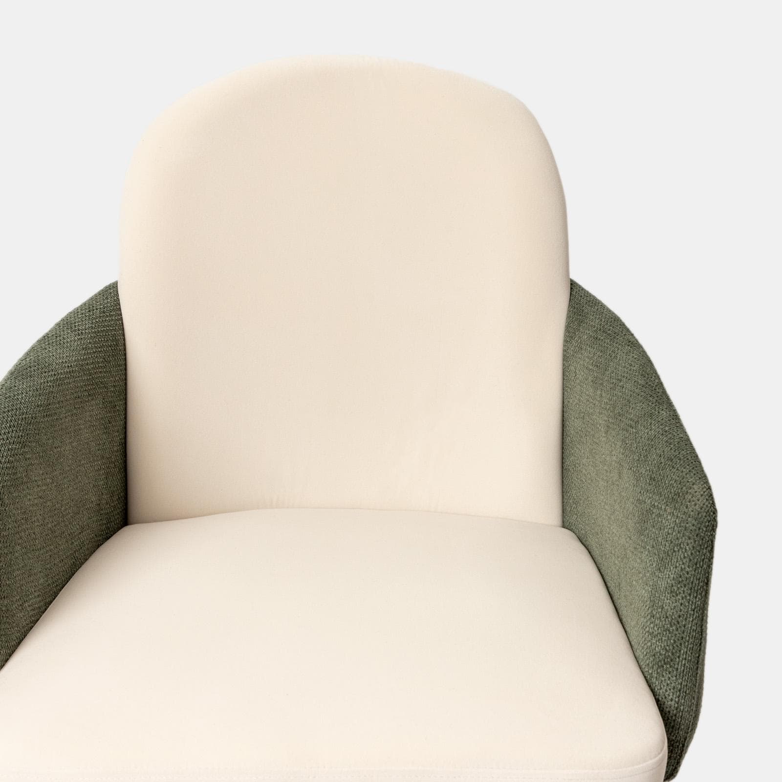 Set 2 poltrone in velluto beige con braccioli e schienale in tessuto verde e gambe in metallo nero - Shayla