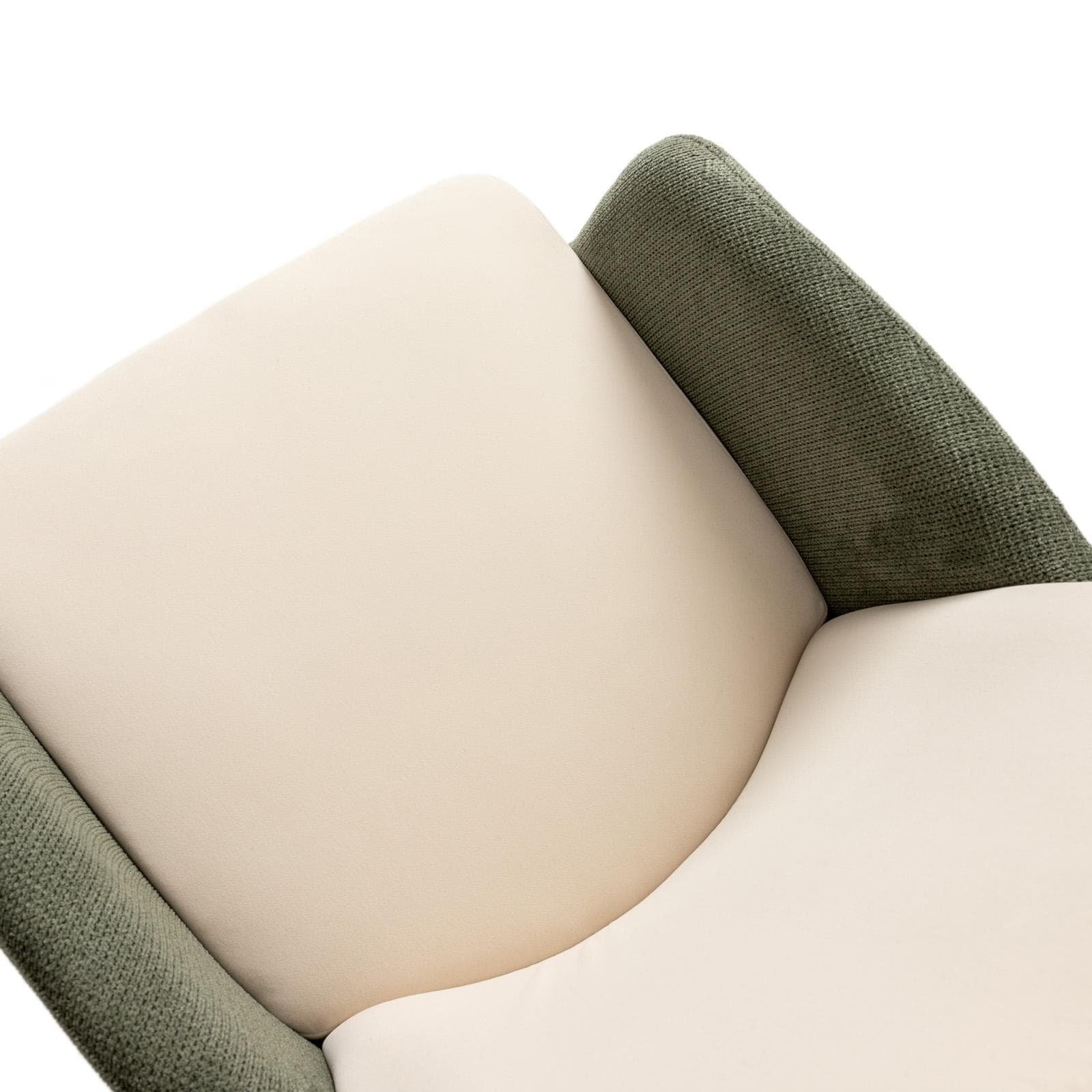 Set 2 poltrone in velluto beige con braccioli e schienale in tessuto verde e gambe in metallo nero - Shayla