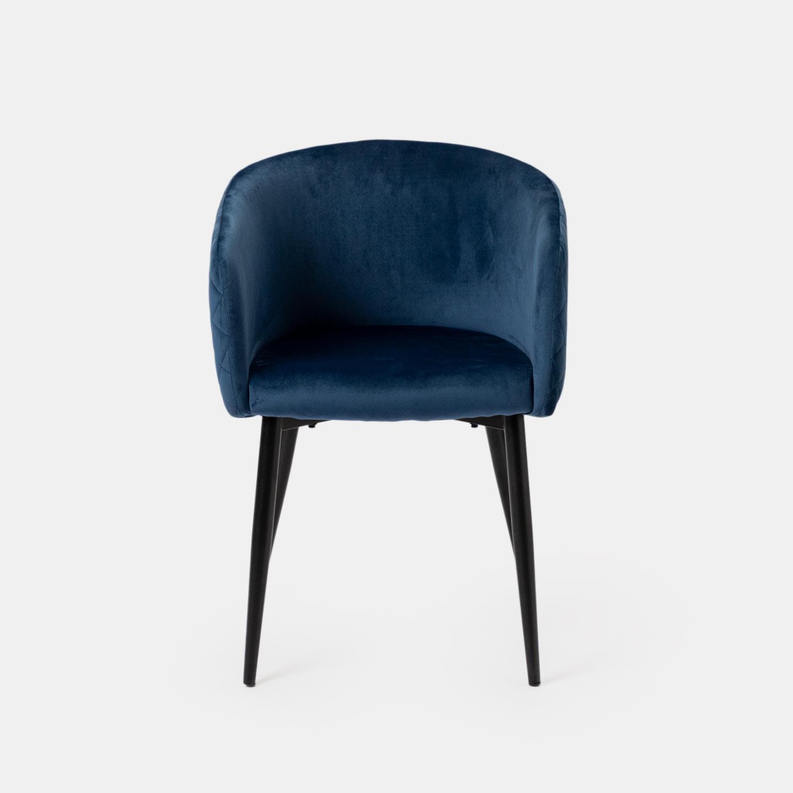 Set 2 poltrone in velluto blu notte struttura in metallo nero - Jannet