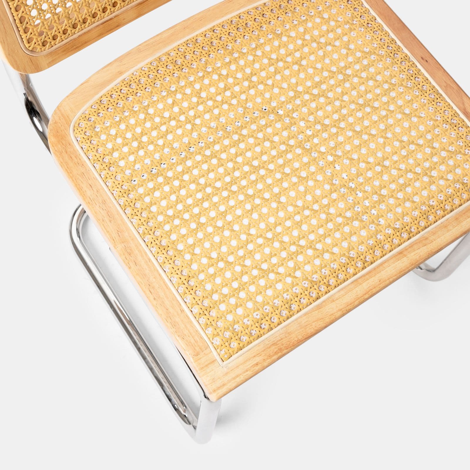 Set 2 sedie effetto rattan naturale e gambe cromo - Baldo