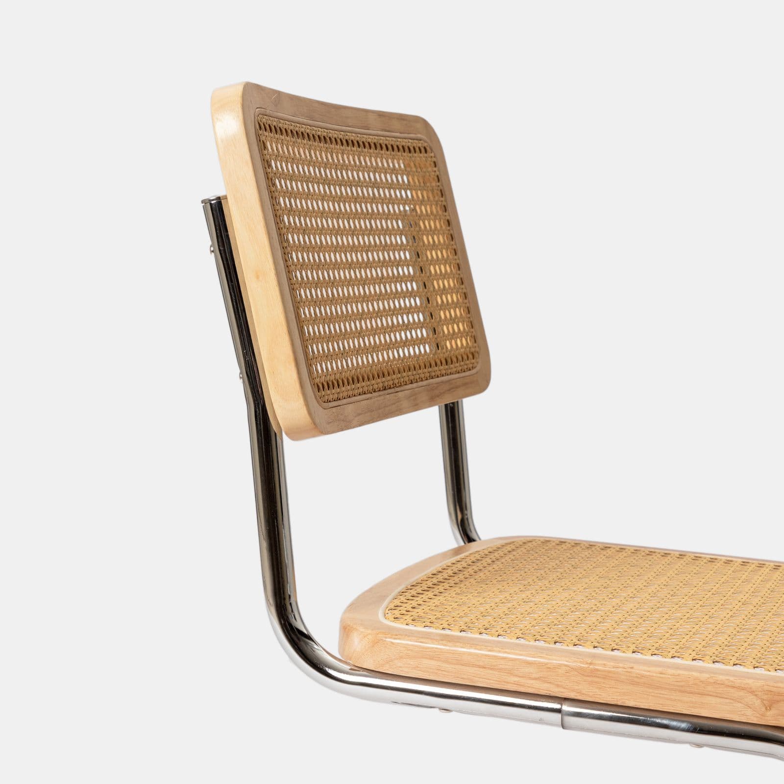 Set 2 sedie effetto rattan naturale e gambe cromo - Baldo