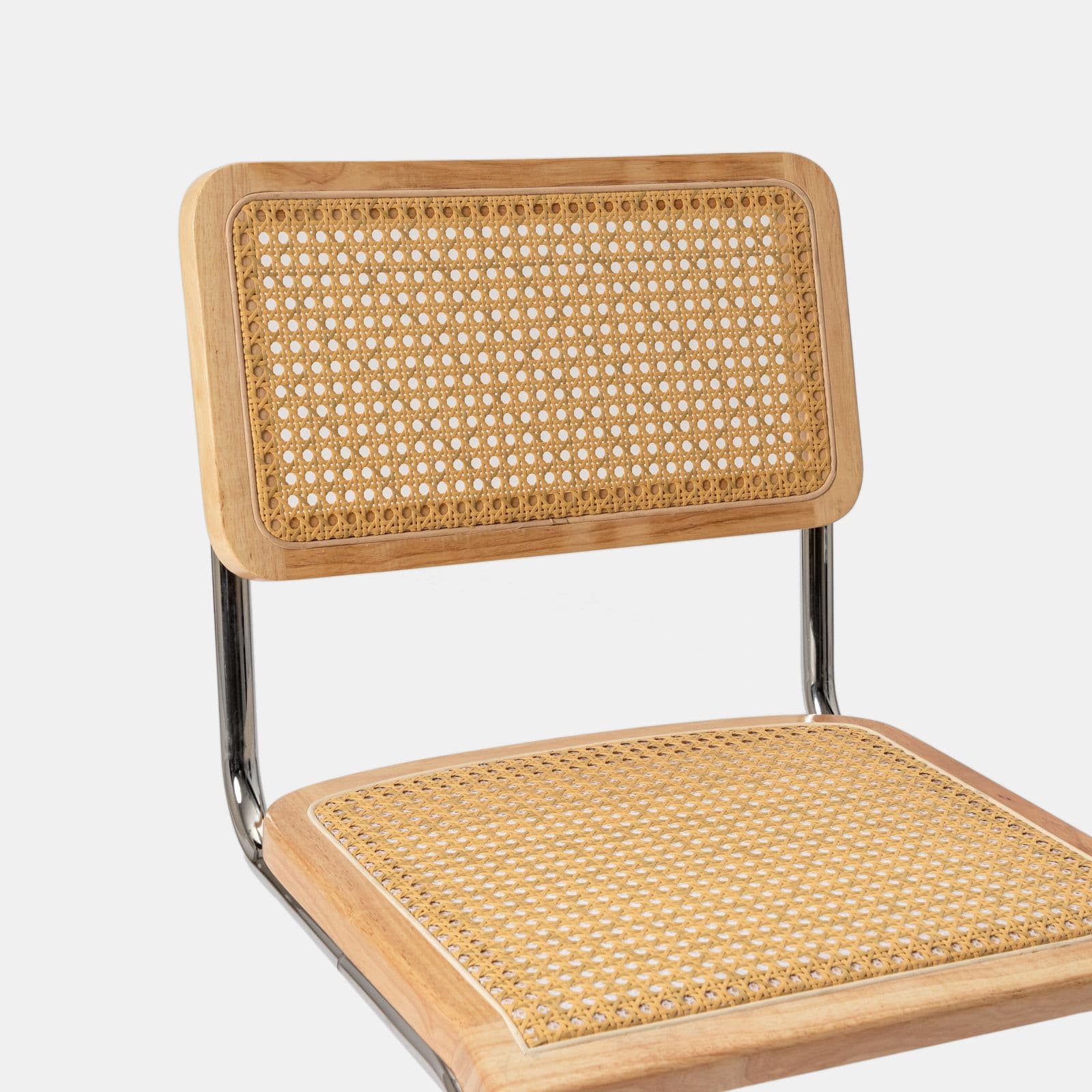 Set 2 sedie effetto rattan naturale e gambe cromo - Baldo