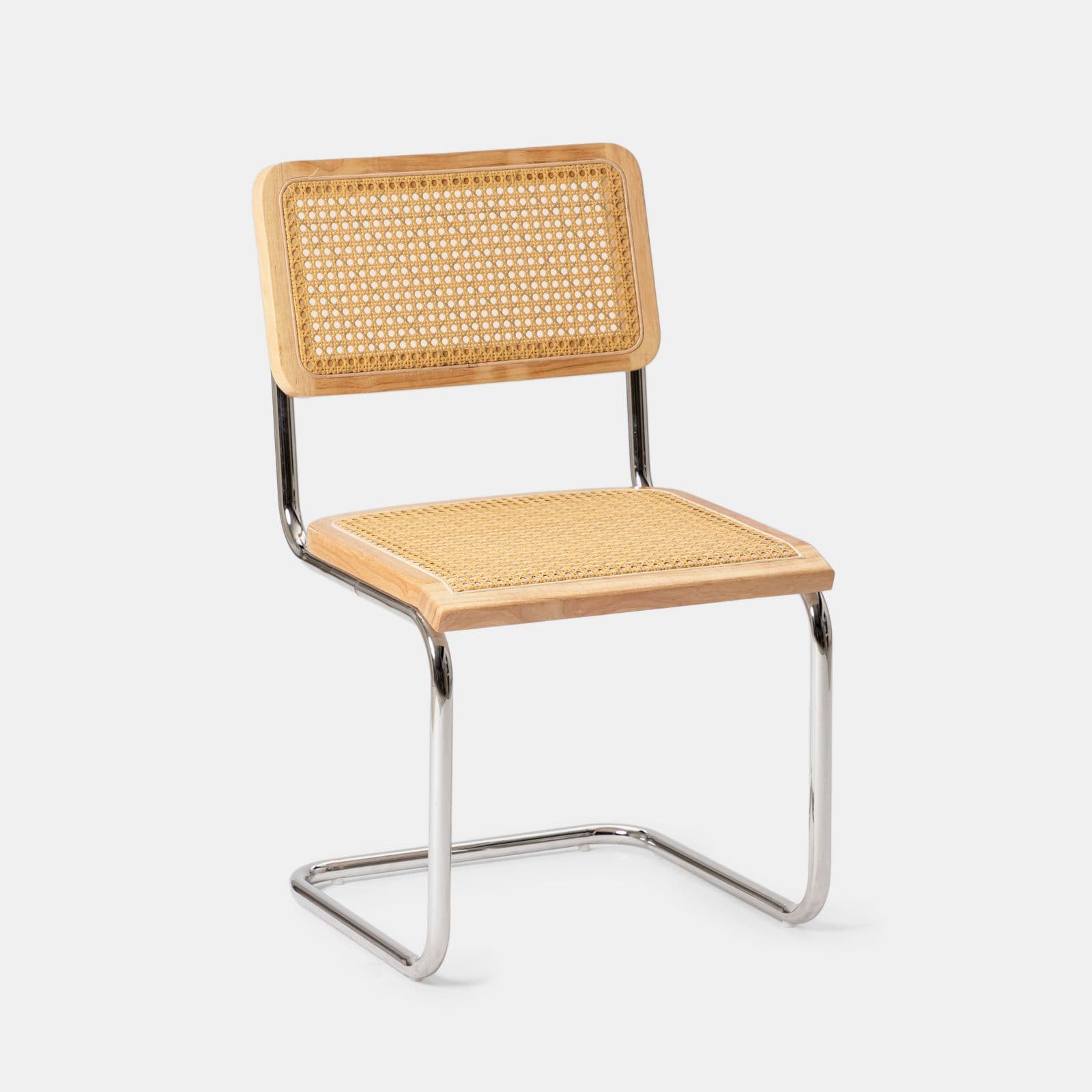 Set 2 sedie effetto rattan naturale e gambe cromo - Baldo
