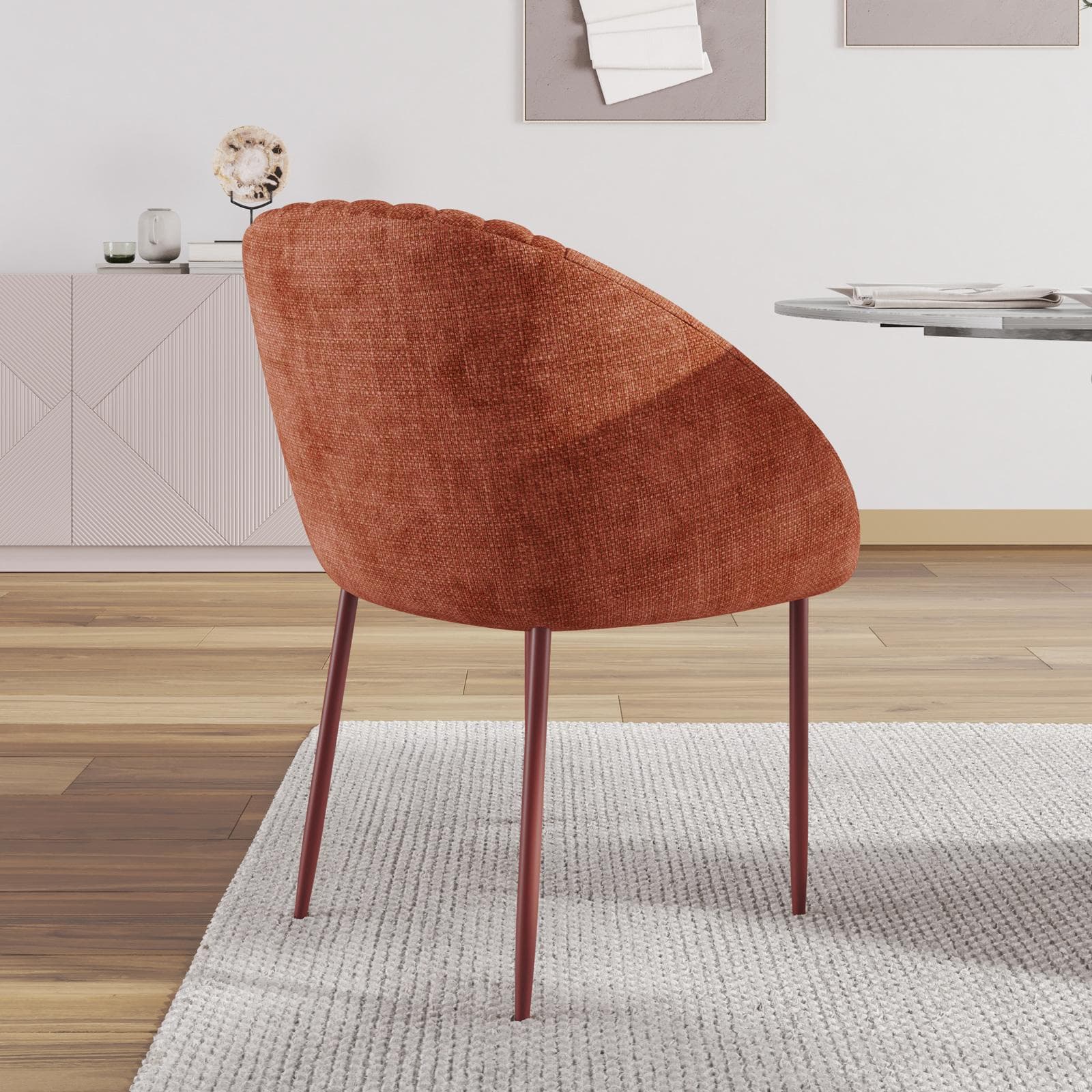 Set 2 sedie in ciniglia rosa antico con gambe in metallo terracotta - Myba