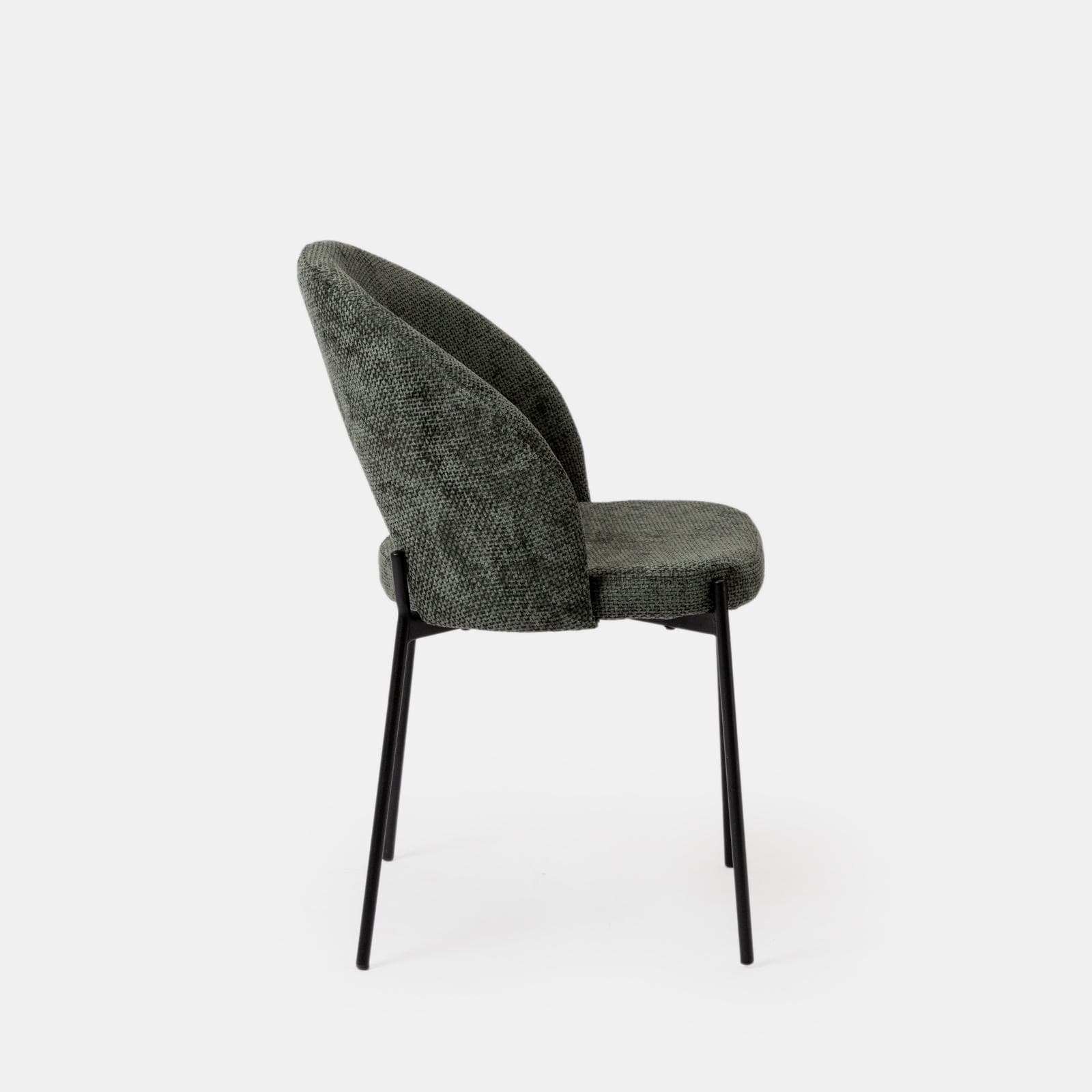Set 2 sedie in ciniglia verde scuro con gambe in metallo nero - Vessel