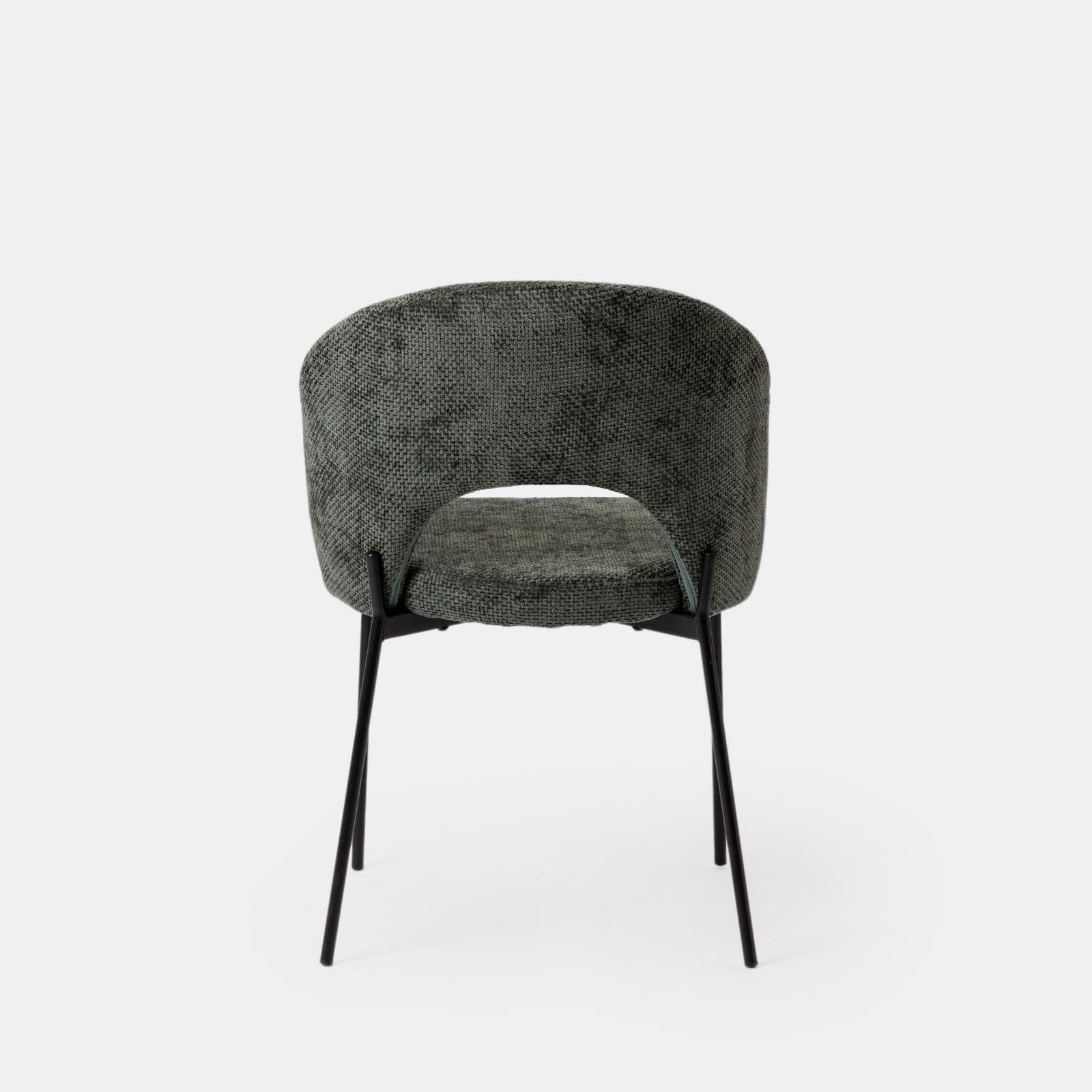 Set 2 sedie in ciniglia verde scuro con gambe in metallo nero - Vessel