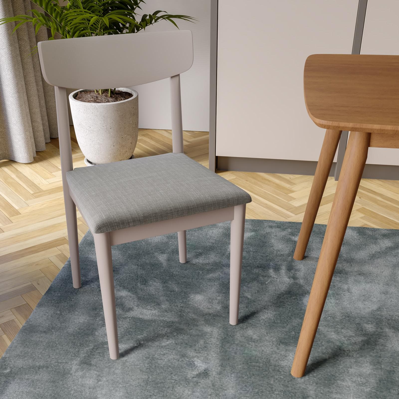 Set 2 sedie in legno cashmere con cuscino grigio chiaro - Reyna