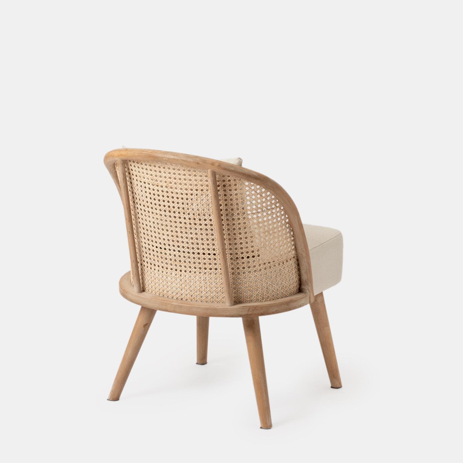 Set 2 sedie in legno con schienale in rattan e seduta in cotone e lino naturale - Nikka