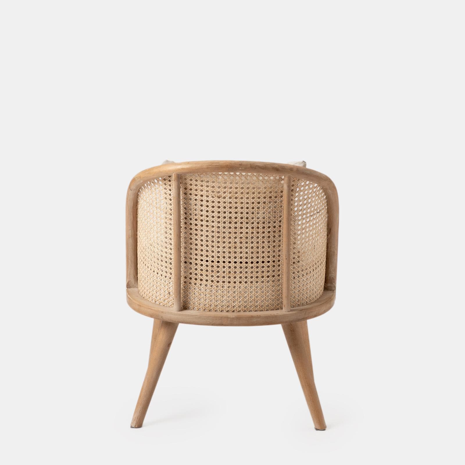 Set 2 sedie in legno con schienale in rattan e seduta in cotone e lino naturale - Nikka