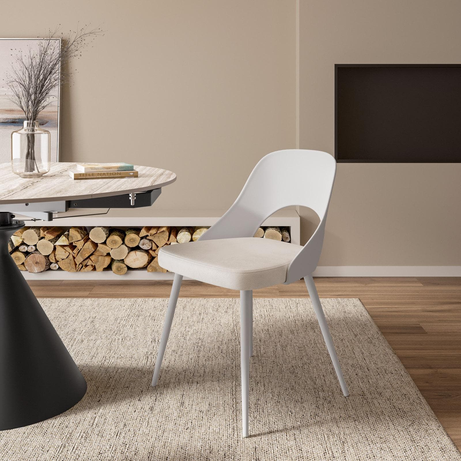 Set 2 sedie in similpelle bianco con gambe in metallo - Fritza