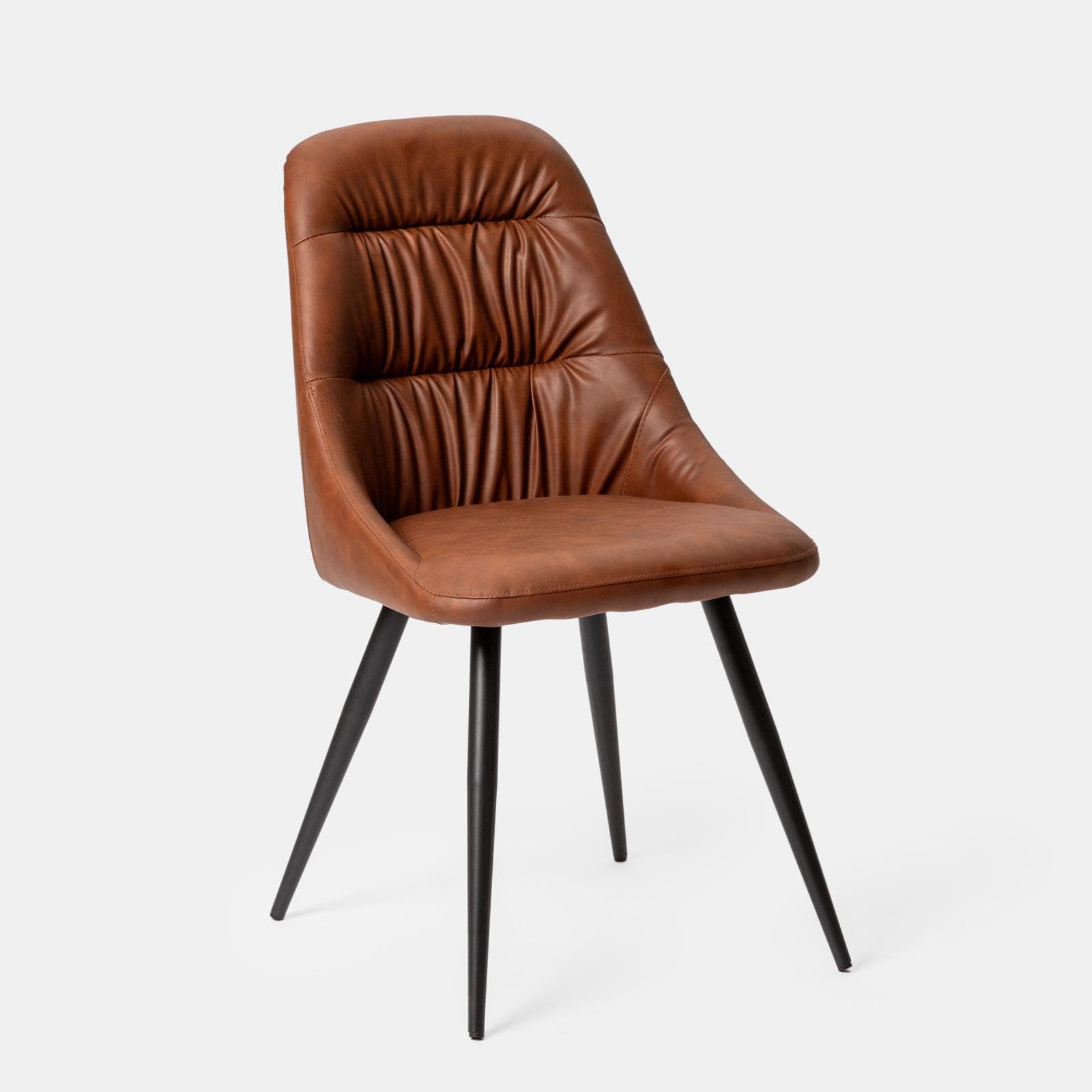 Set 2 sedie in similpelle cognac con gambe in metallo nero - Majy