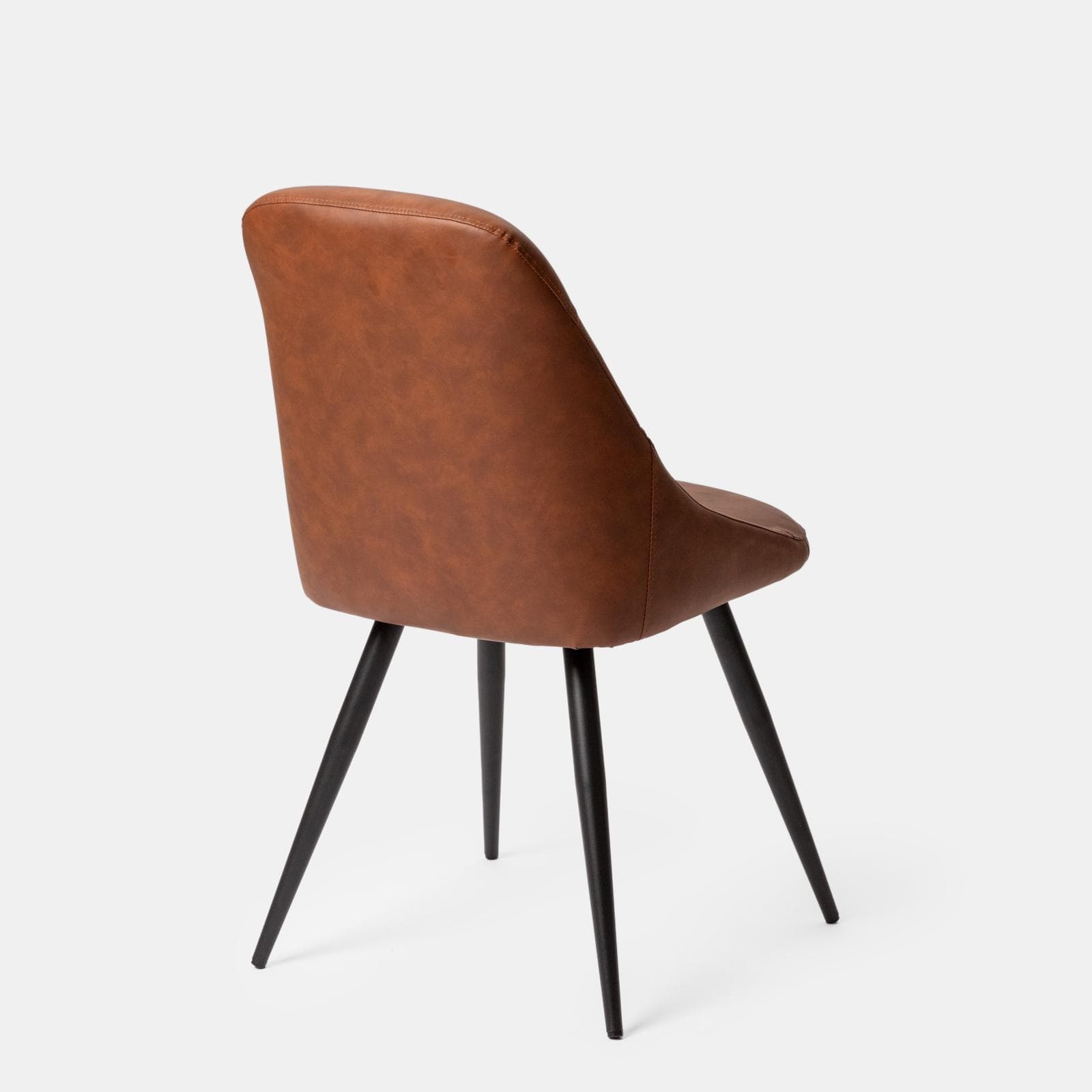 Set 2 sedie in similpelle cognac con gambe in metallo nero - Majy