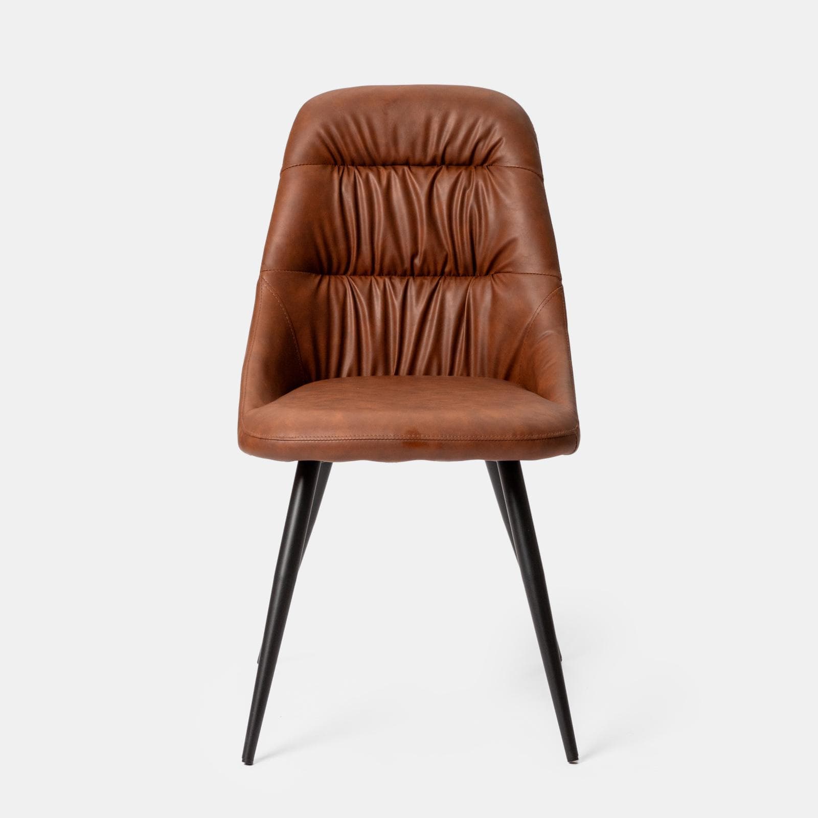 Set 2 sedie in similpelle cognac con gambe in metallo nero - Majy