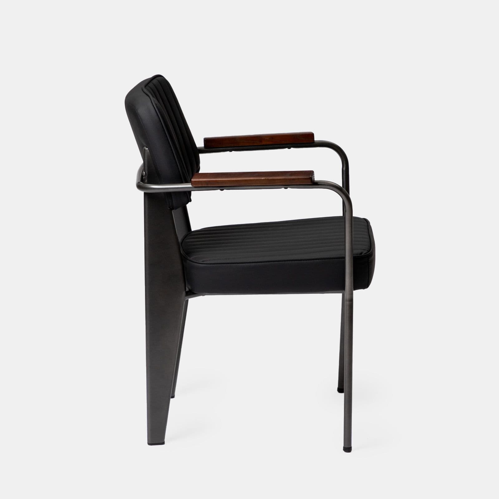 Set 2 poltrone in similpelle nero e struttura in acciaio antracite con braccioli - Willard