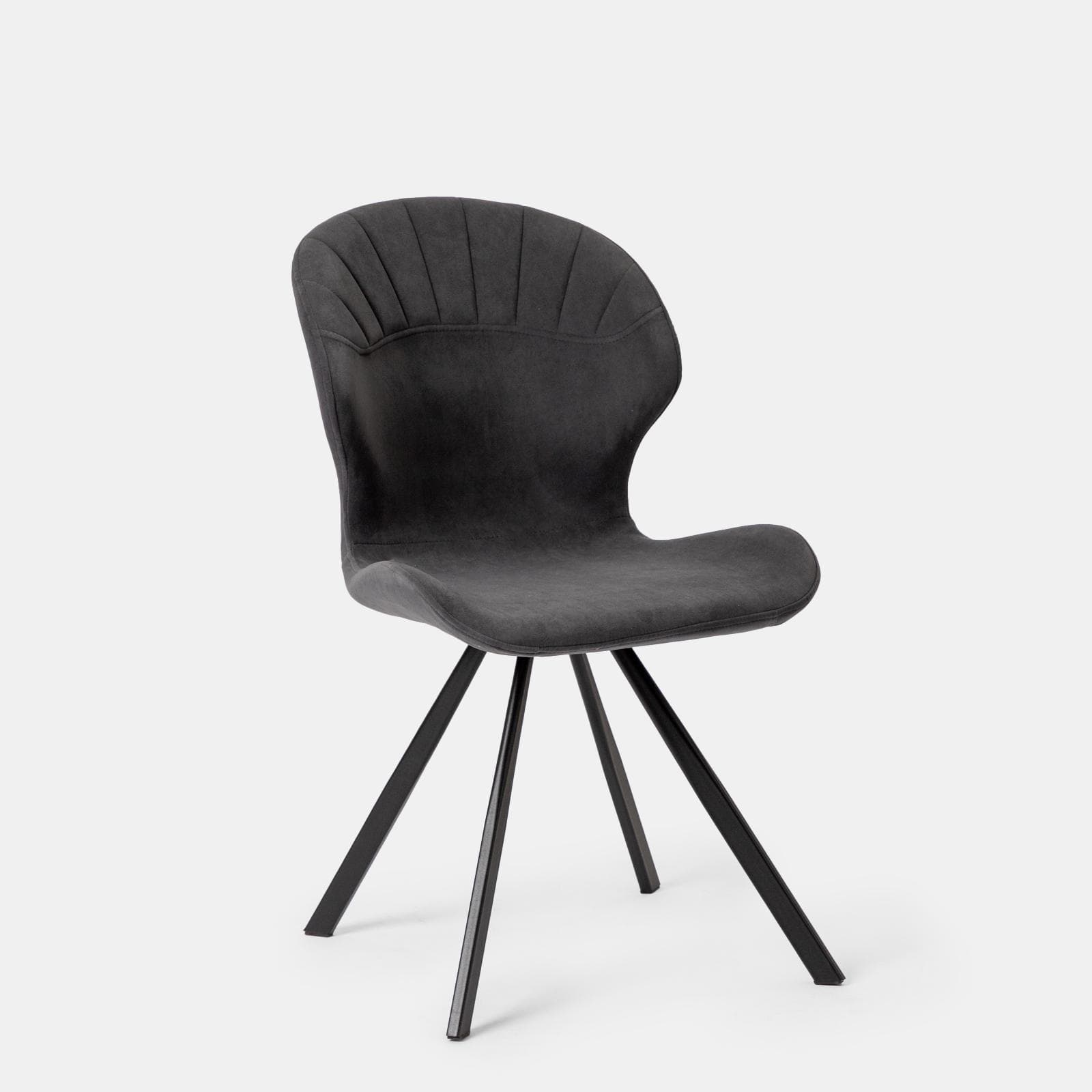 Set 2 sedie in tessuto antracite con gambe in metallo nero - Kulture