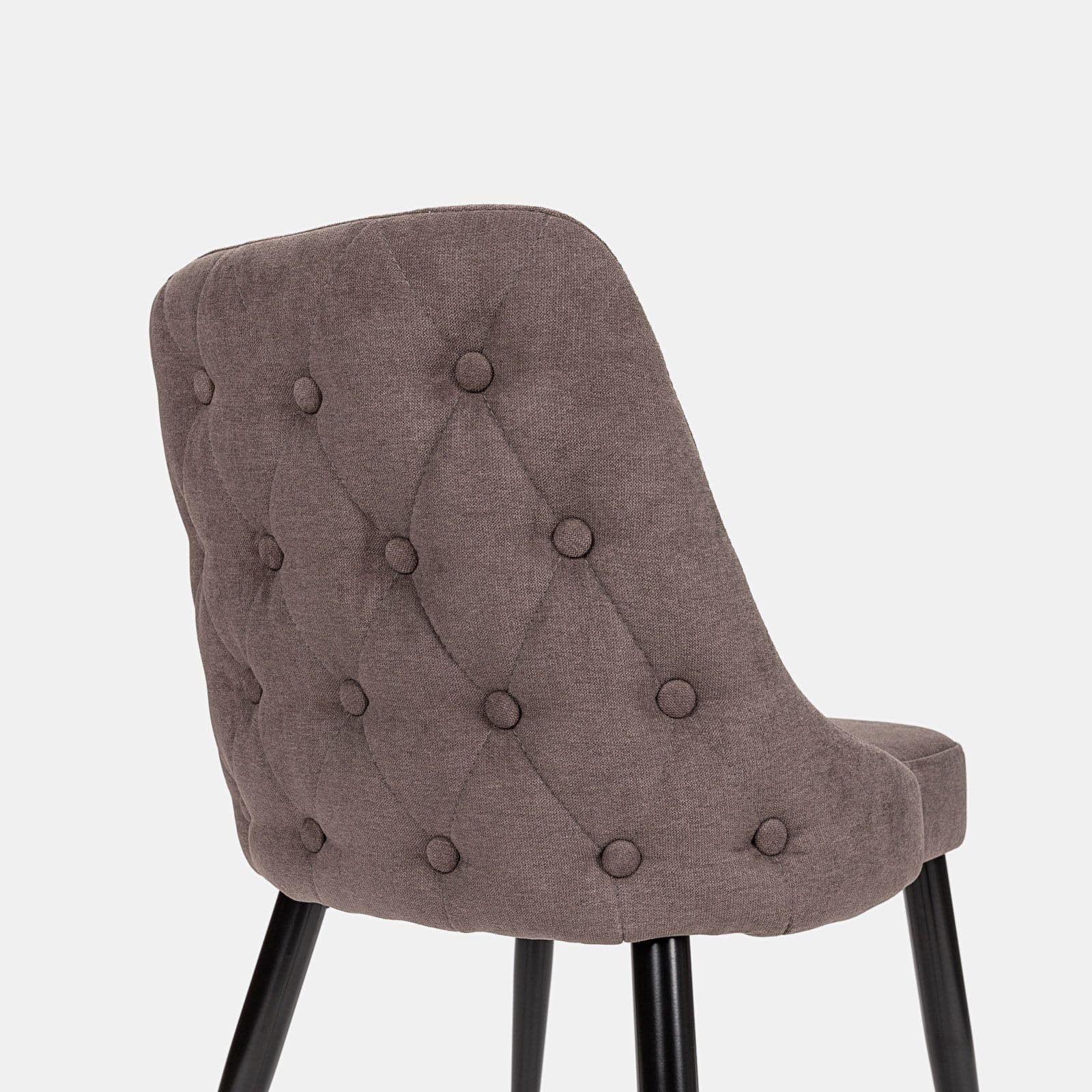 Set 2 sedie in tessuto tortora con gambe nere e oro - Genny