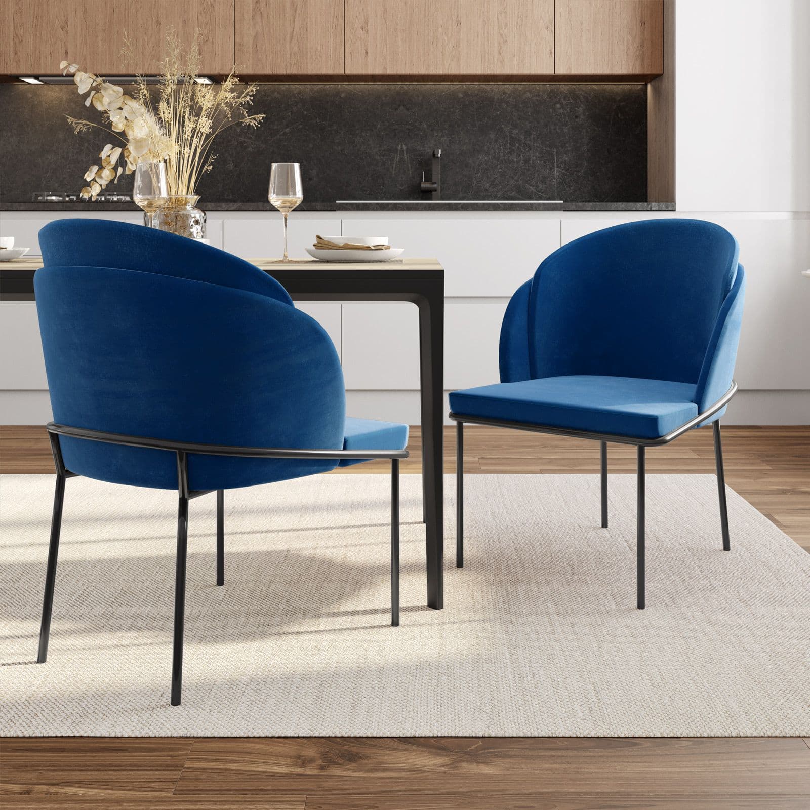 Set 2 sedie in velluto blu - Kneel