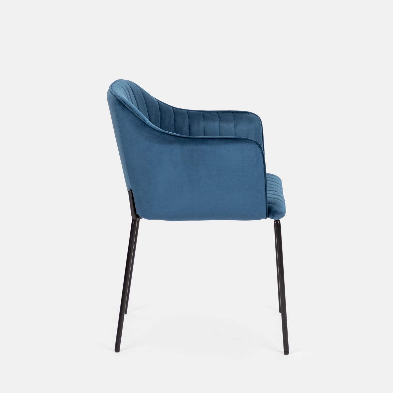 Set 2 sedie in velluto blu scuro e gambe in metallo nero - Vanus