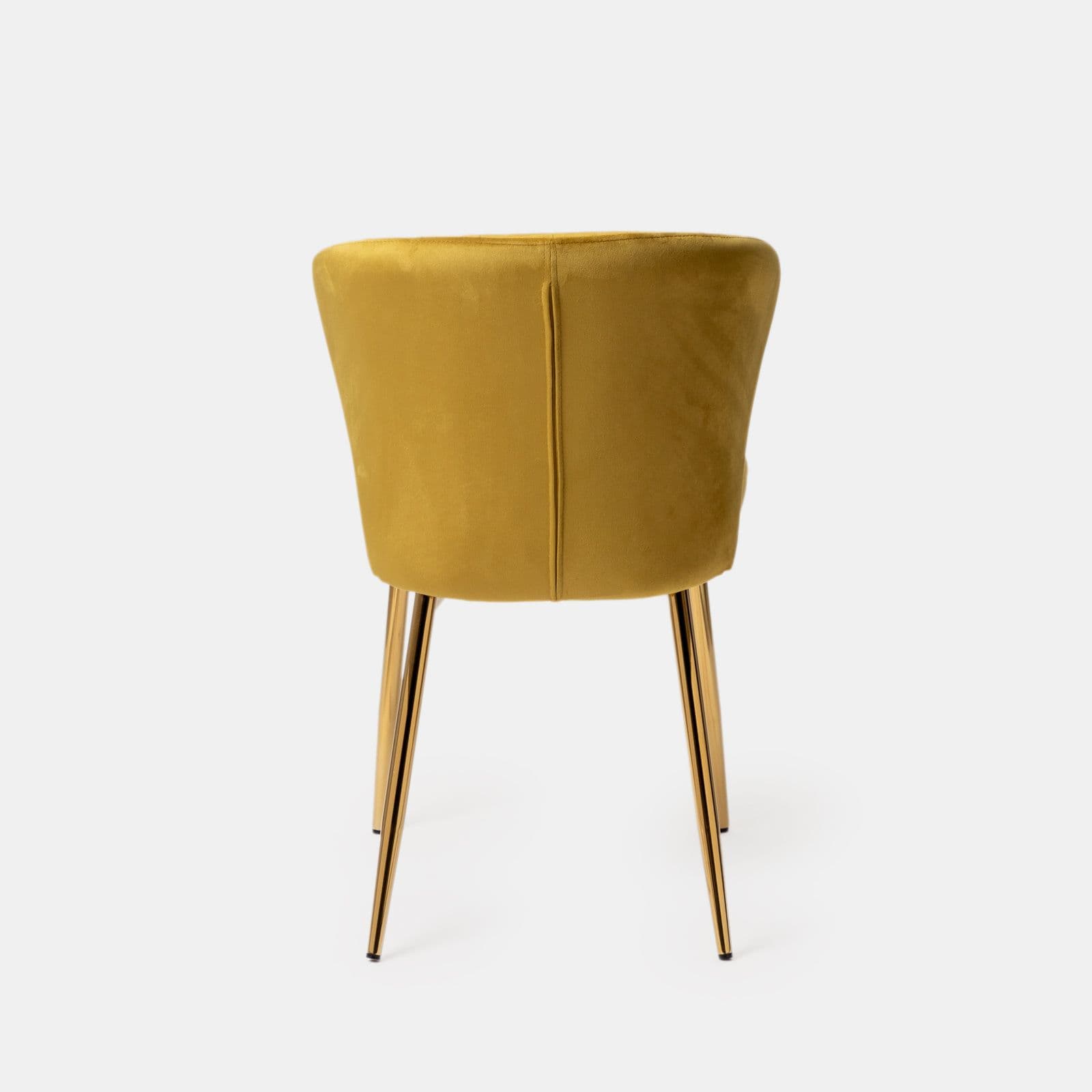 Set 2 sedie in velluto giallo ocra con schienale a conchiglia e gambe in metallo oro - Halima