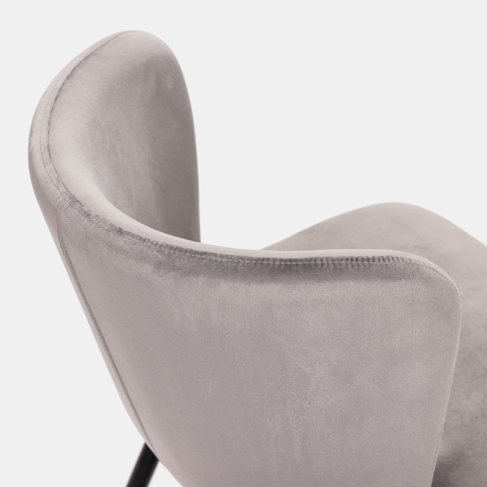 Set 2 sedie imbottite in velluto grigio con gambe nere - Evergreen