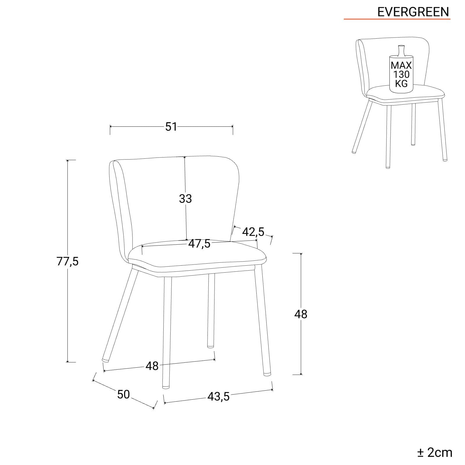 Set 2 sedie imbottite in velluto grigio con gambe nere - Evergreen
