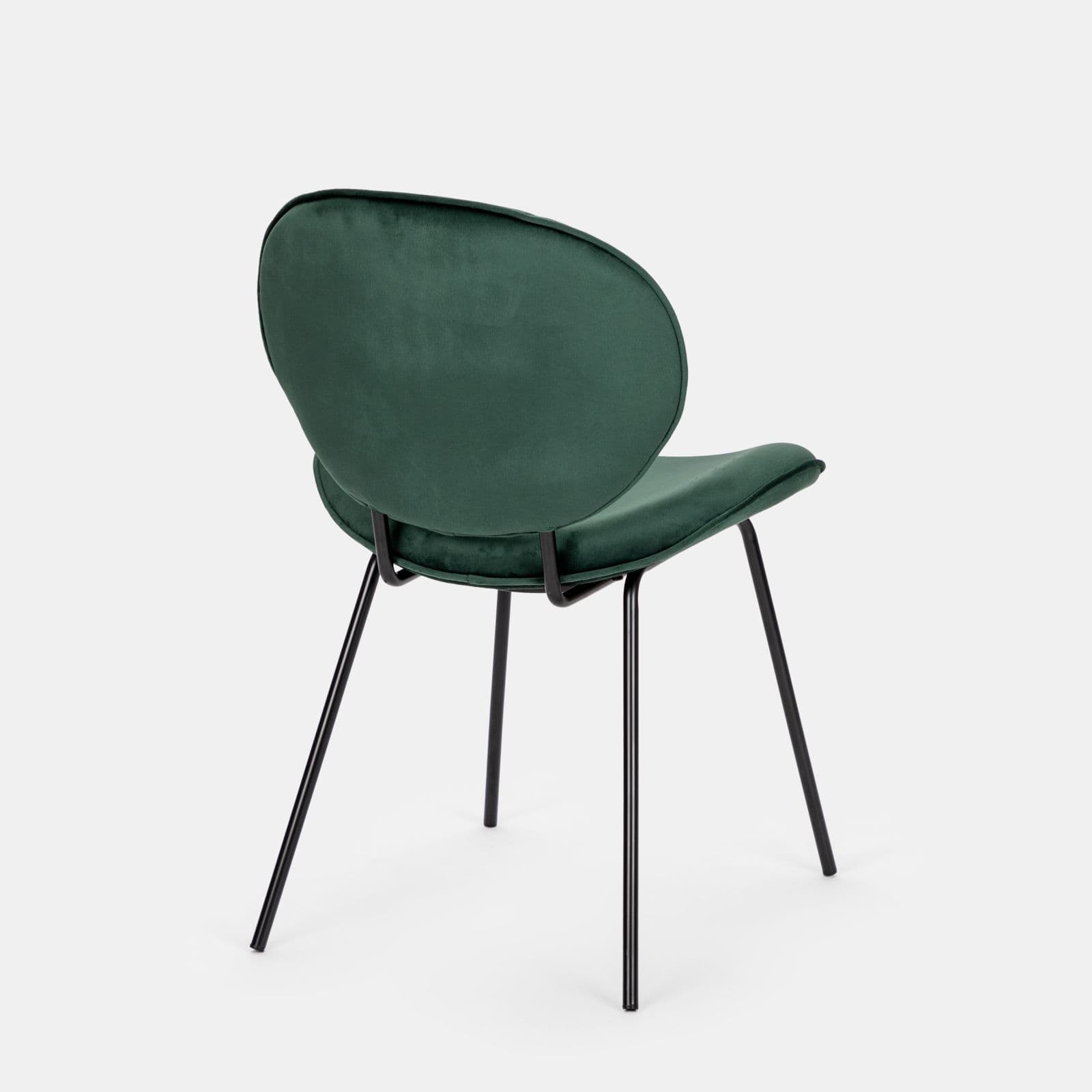 Set 2 sedie in velluto verde scuro con gambe in metallo nero - Milva