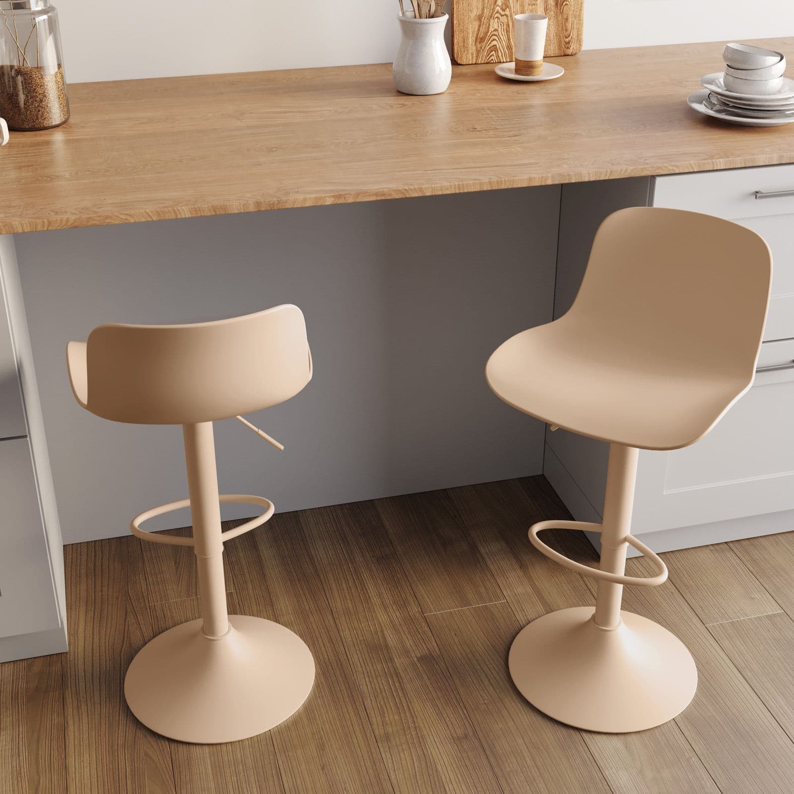 Set 2 sgabelli in polipropilene beige - Lukin