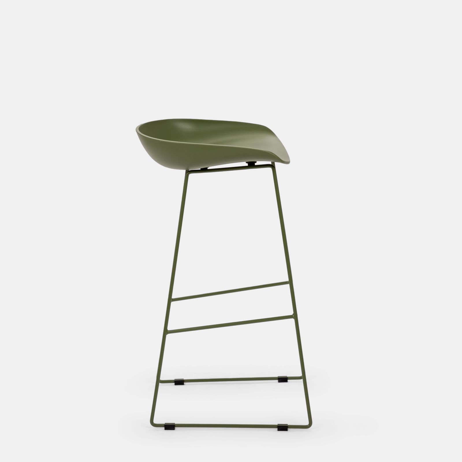 Set 2 sgabelli in polipropilene verde con gambe in metallo - Breccia