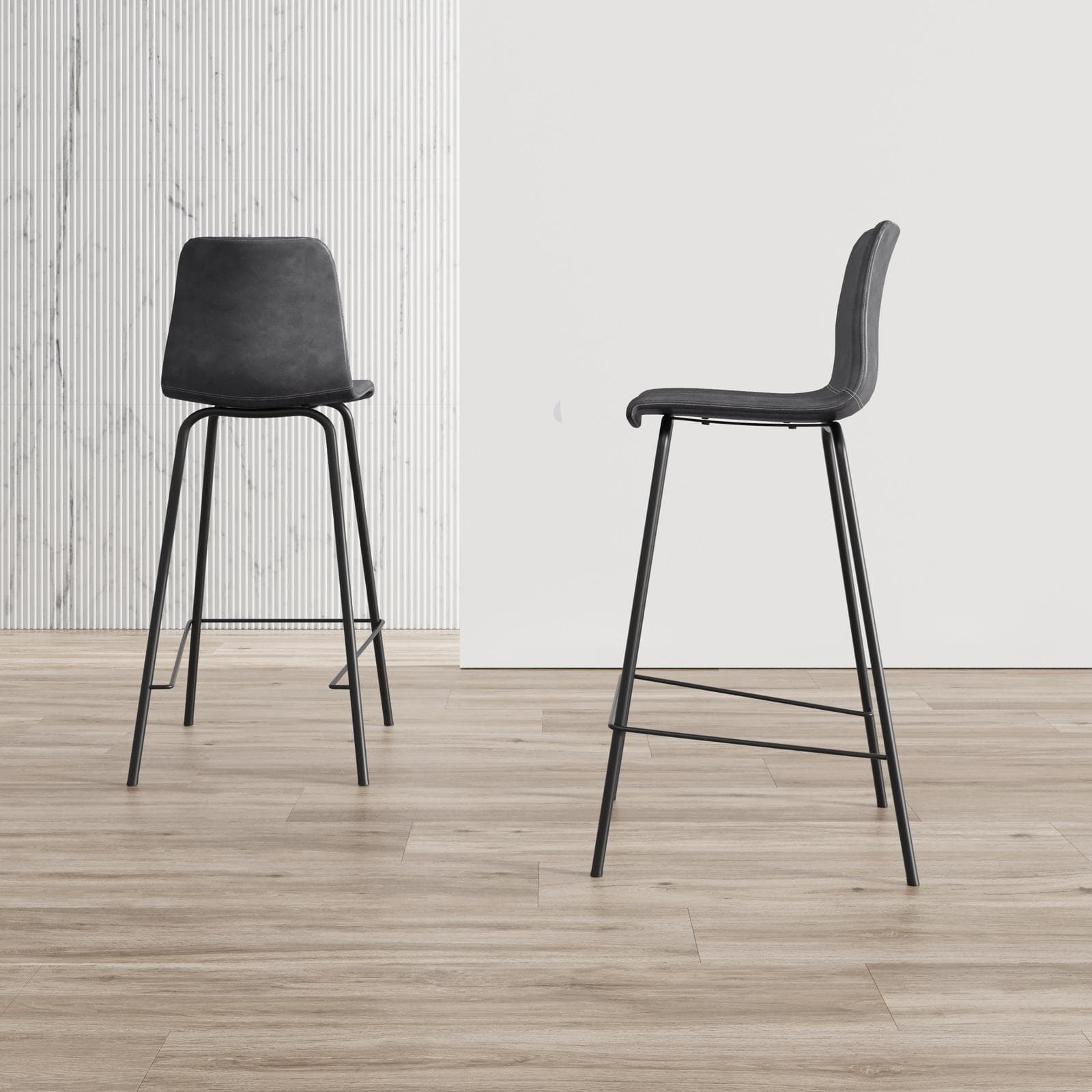 Set 2 sgabelli in similpelle antracite - Persy