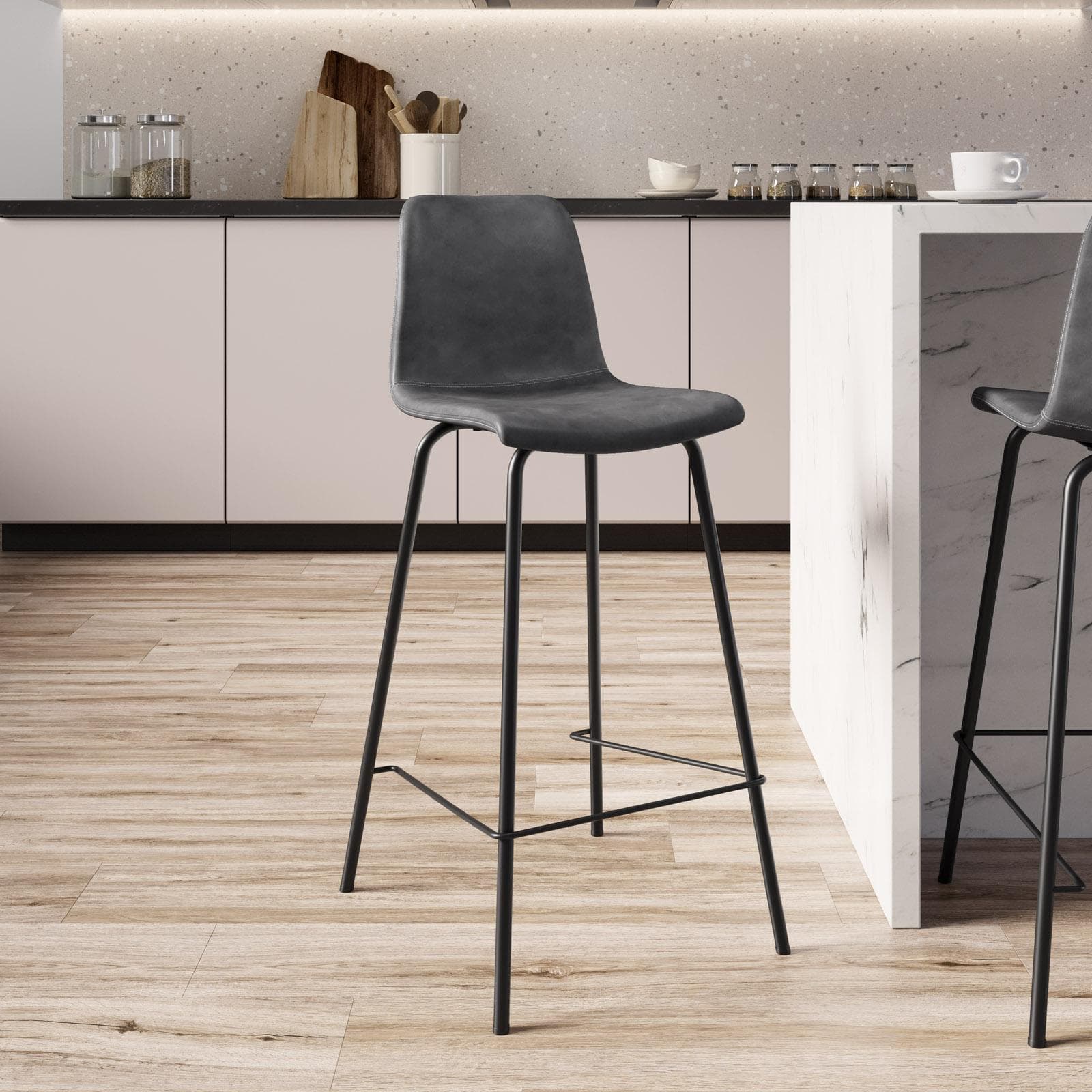 Set 2 sgabelli in similpelle antracite - Persy