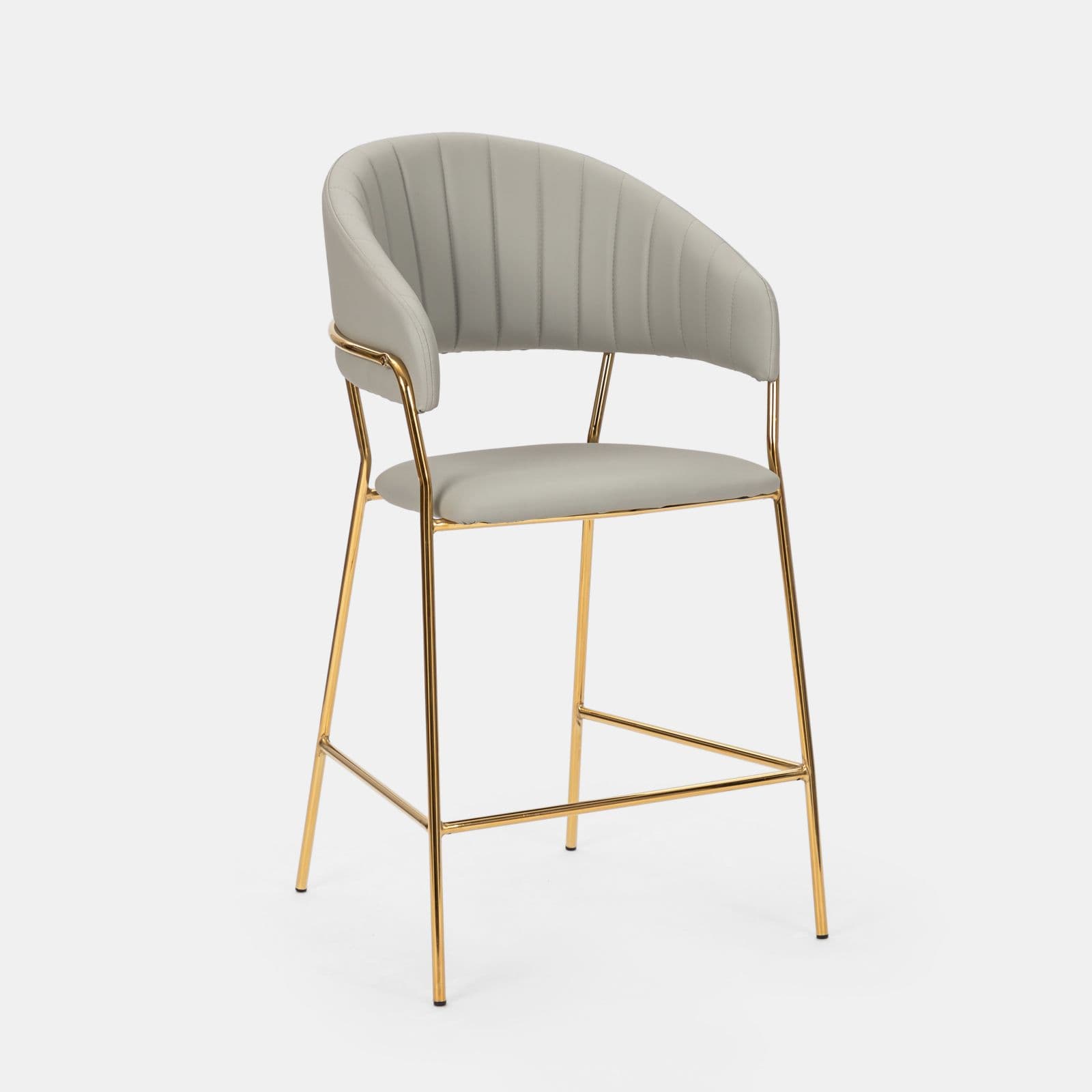 Set 2 sgabelli in similpelle grigio chiaro con gambe oro - Anette