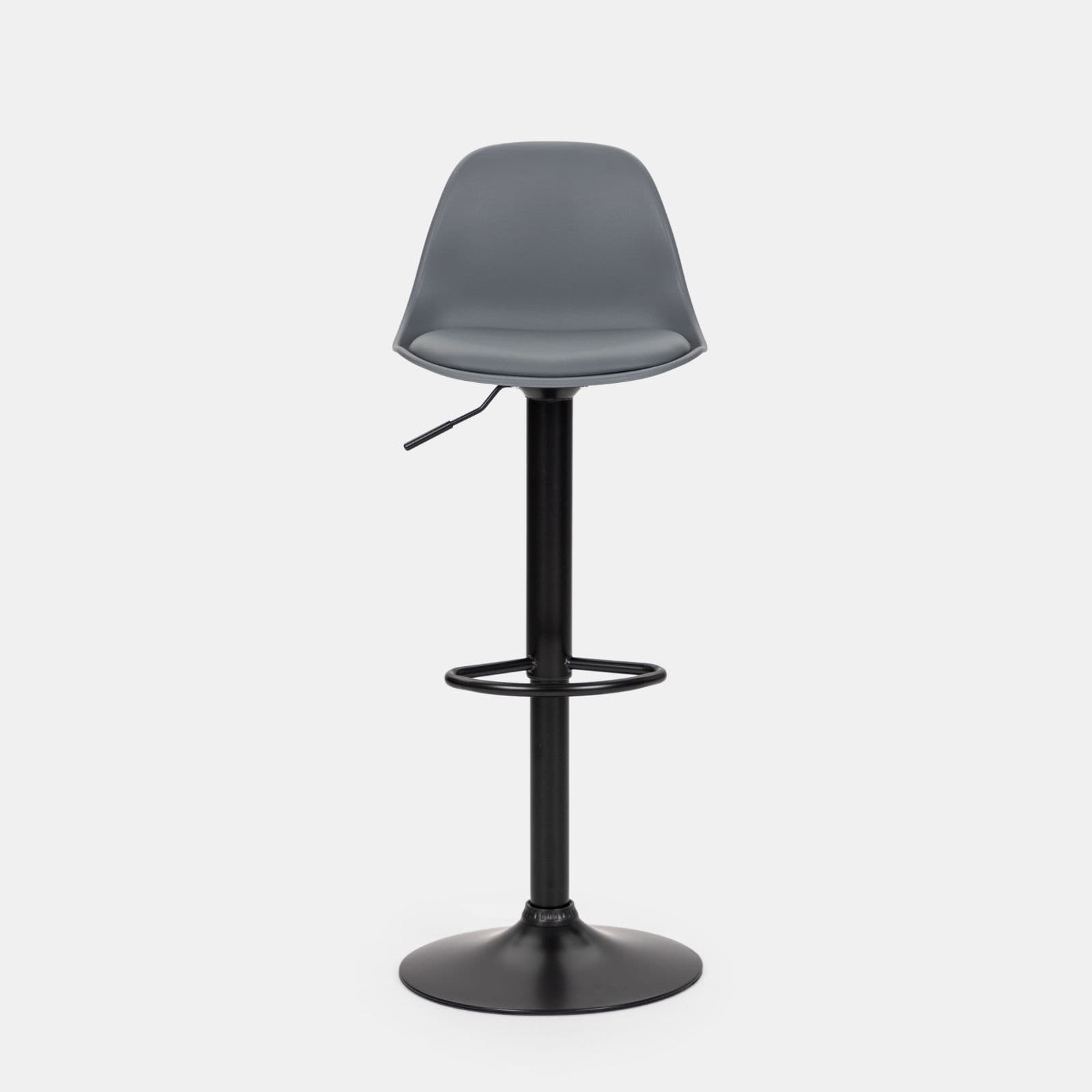 Set 2 sgabelli in similpelle nero con seduta grigio - Kriton