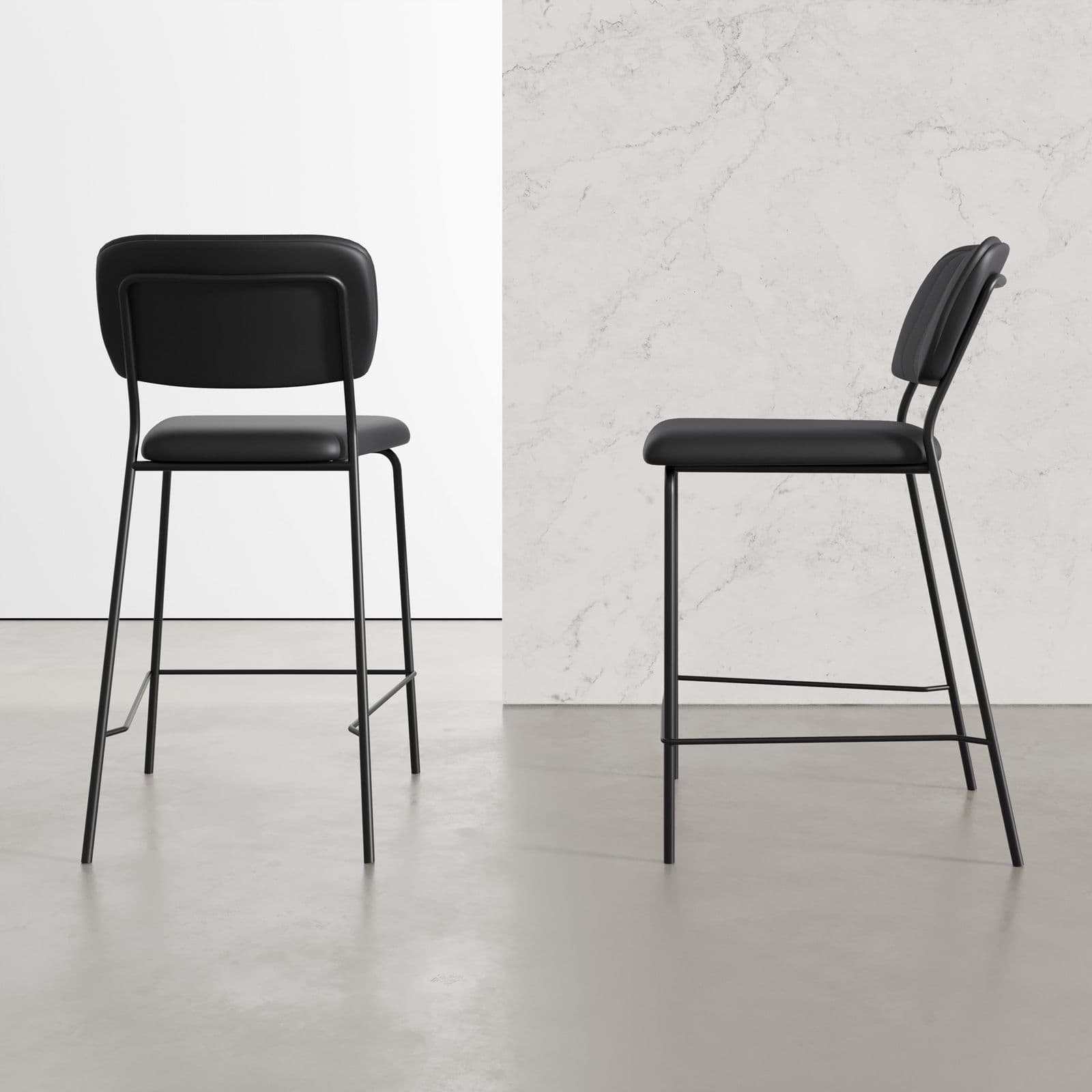 Set 2 sgabelli in similpelle nero - Marmin